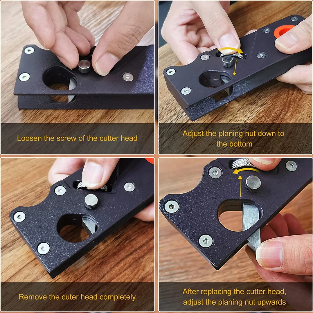 Pialla angolare per legno Set di piallatrici per falegnameria pialle angolari per legno Mano Smussatura Pialla Adatto per Taglio Rapido Bordo del Legno (con 4 coltelli)
