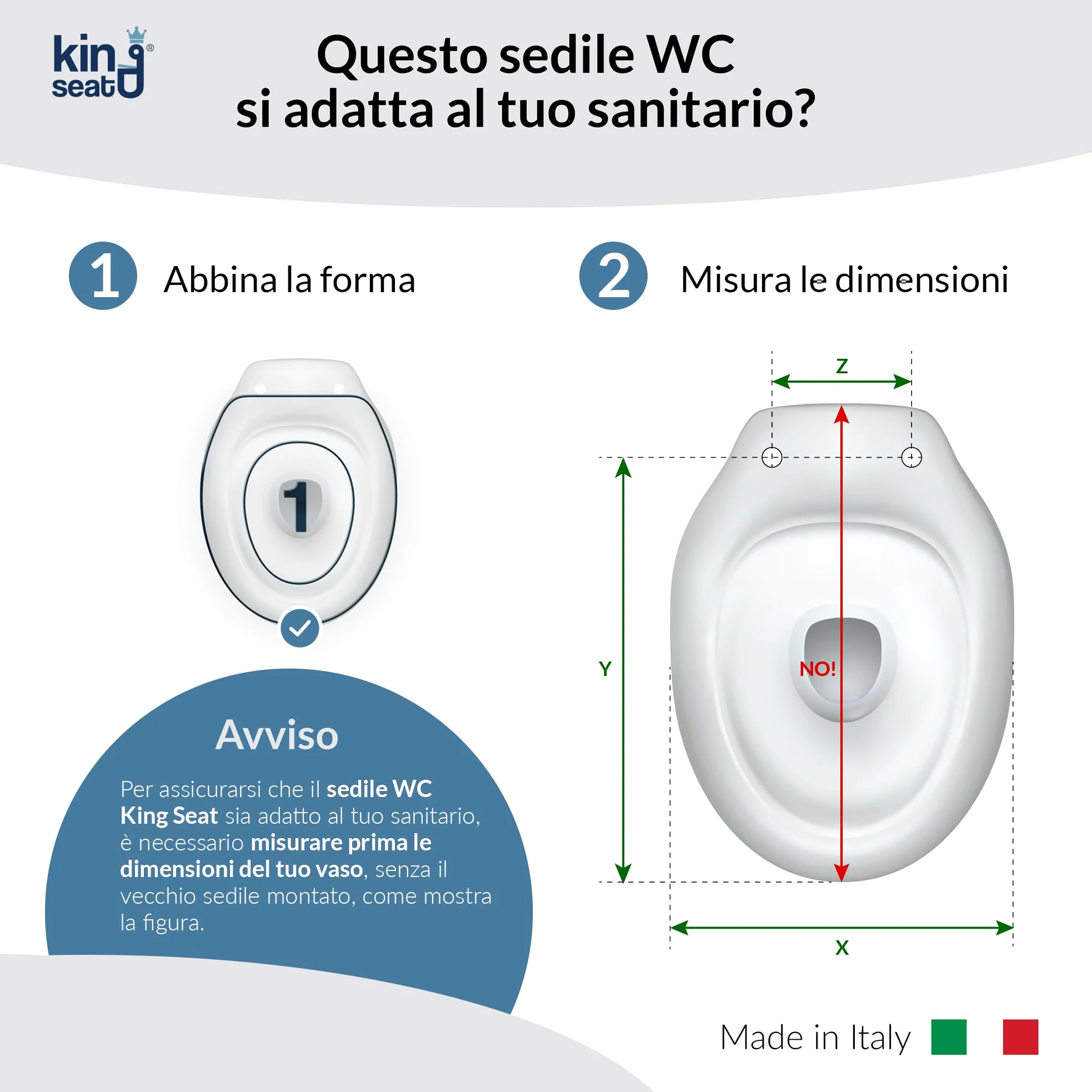 King Seat Sedile WC Ovale - Stabilità Assoluta e Aderenza Perfetta - Antibatterico in Resina Termoindurente, Bianco