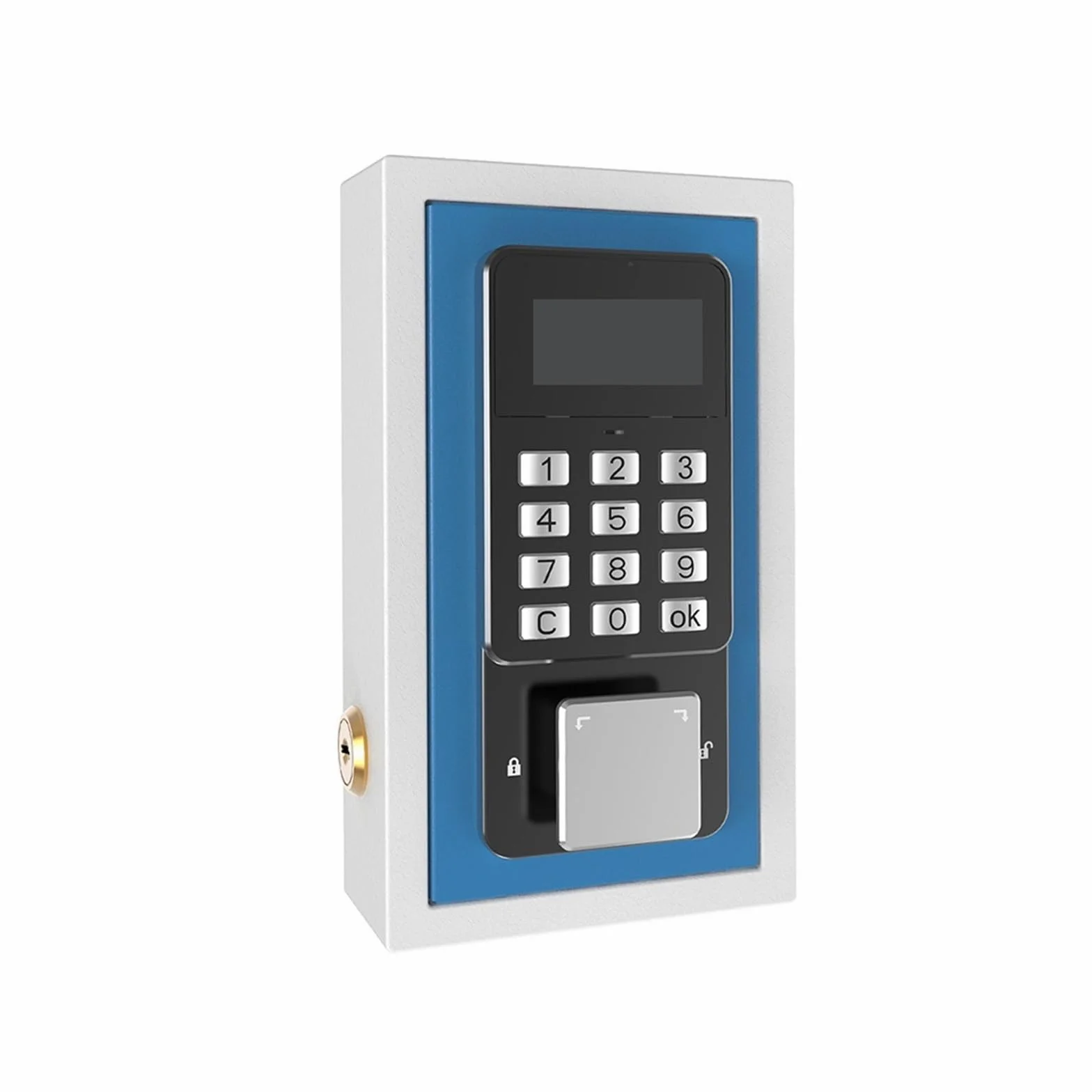 Cassetta di sicurezza a parete con serratura a chiave, con app, telecomando, codice di sicurezza, per parcheggiatori, hotel, auto e case, WiFi blu abilitato (taglia A)