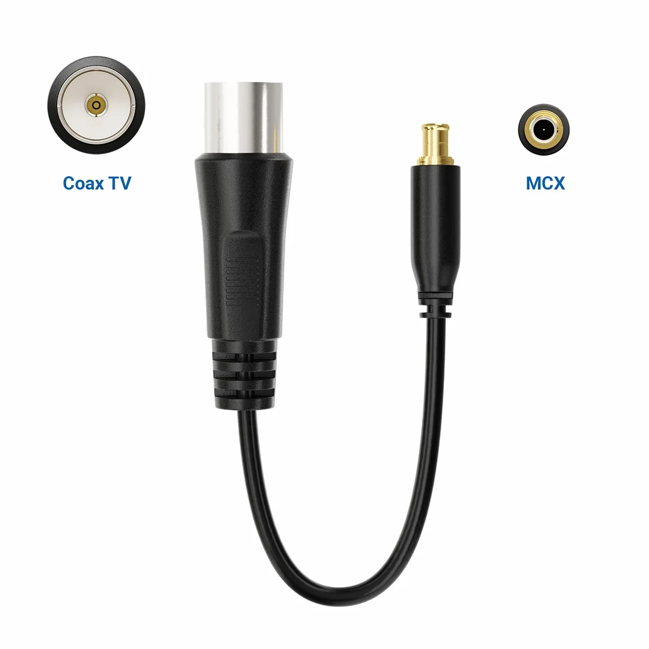 deleyCON Adattatore da Antenna Coassiale a DVB-T (MCX) - Presa da Antenna a Connettore - Compatibile con Dispositivi - Nero