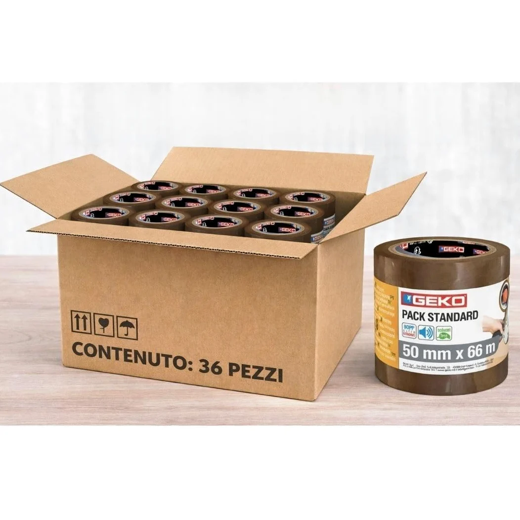 Generico Nastro Adesivo Marrone 50 mm x 66 m, Nastro Imballaggio Avana per Spedizioni, Trasloco e Scatole, Alta Resistenza – Disponibile in 1, 6 o 36 Rotoli (36)