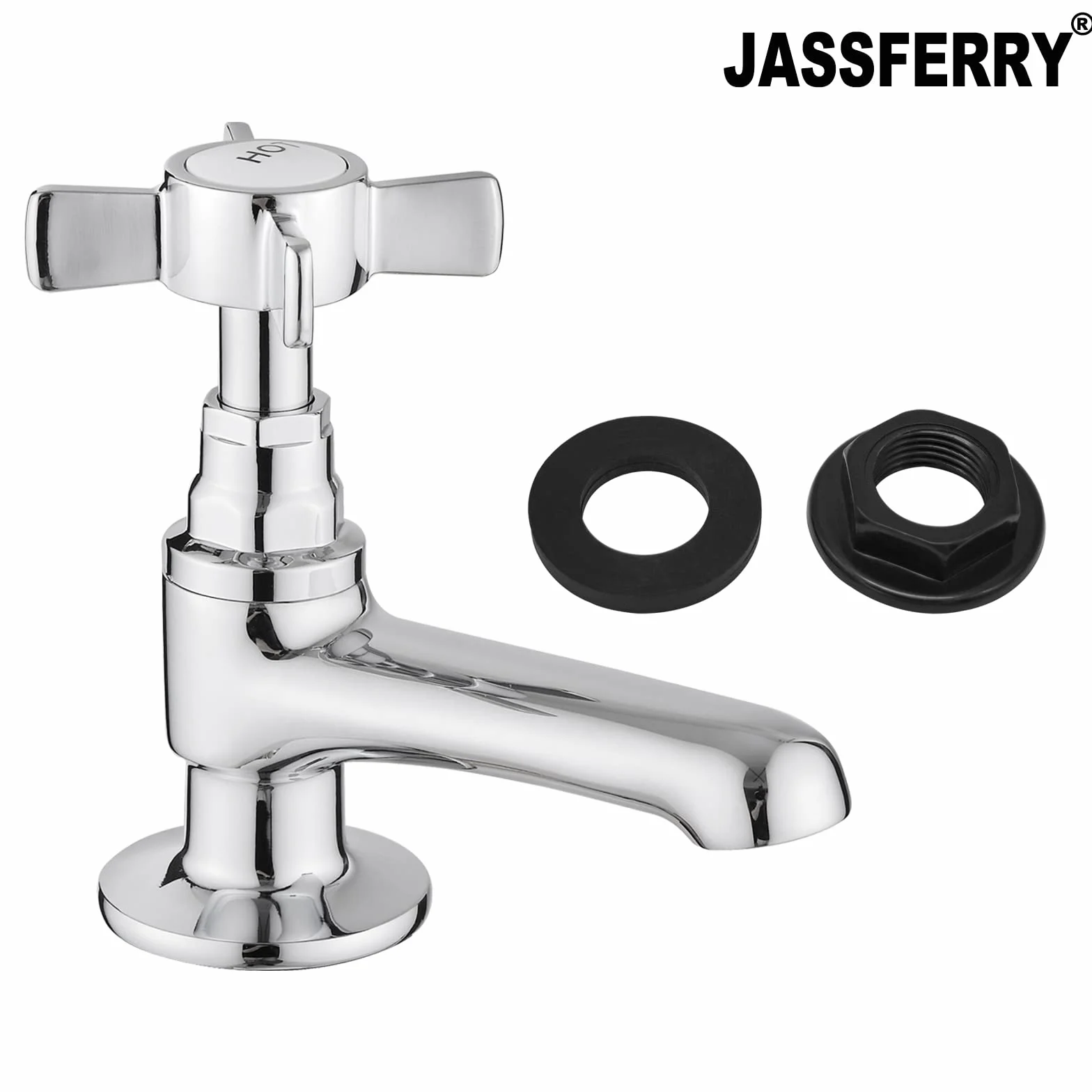 JASSFERRY - Coppia di rubinetti per lavabo, con manico a croce in ceramica, per lavandino da 1,2 cm