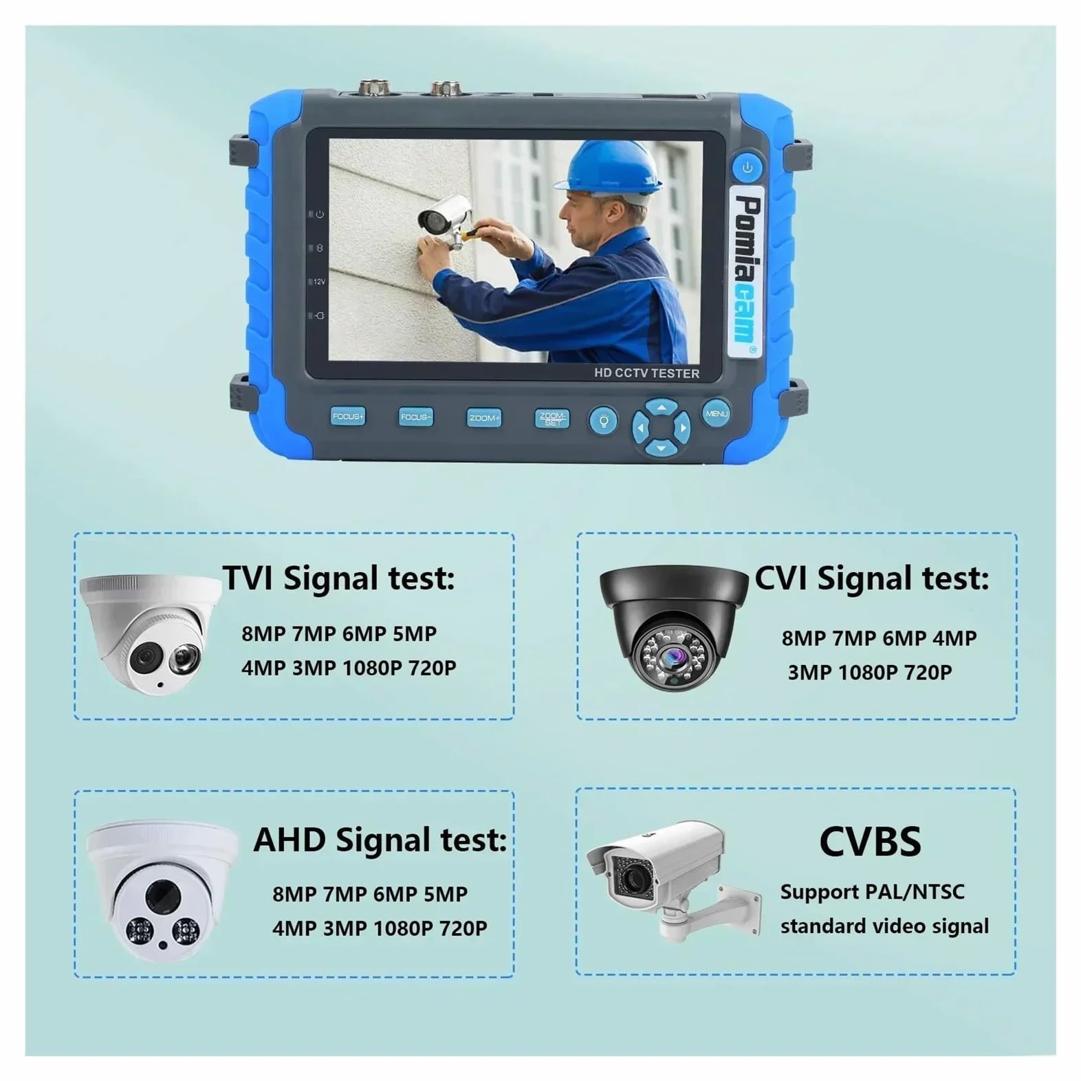 Tester CCTV IV8W IV8C 4 in 1 8MP AHD TVI 4MP CVI Tester for Telecamera di Sicurezza analogica Monitor con Test Cavo PTZ UTP(Without HDMI in)