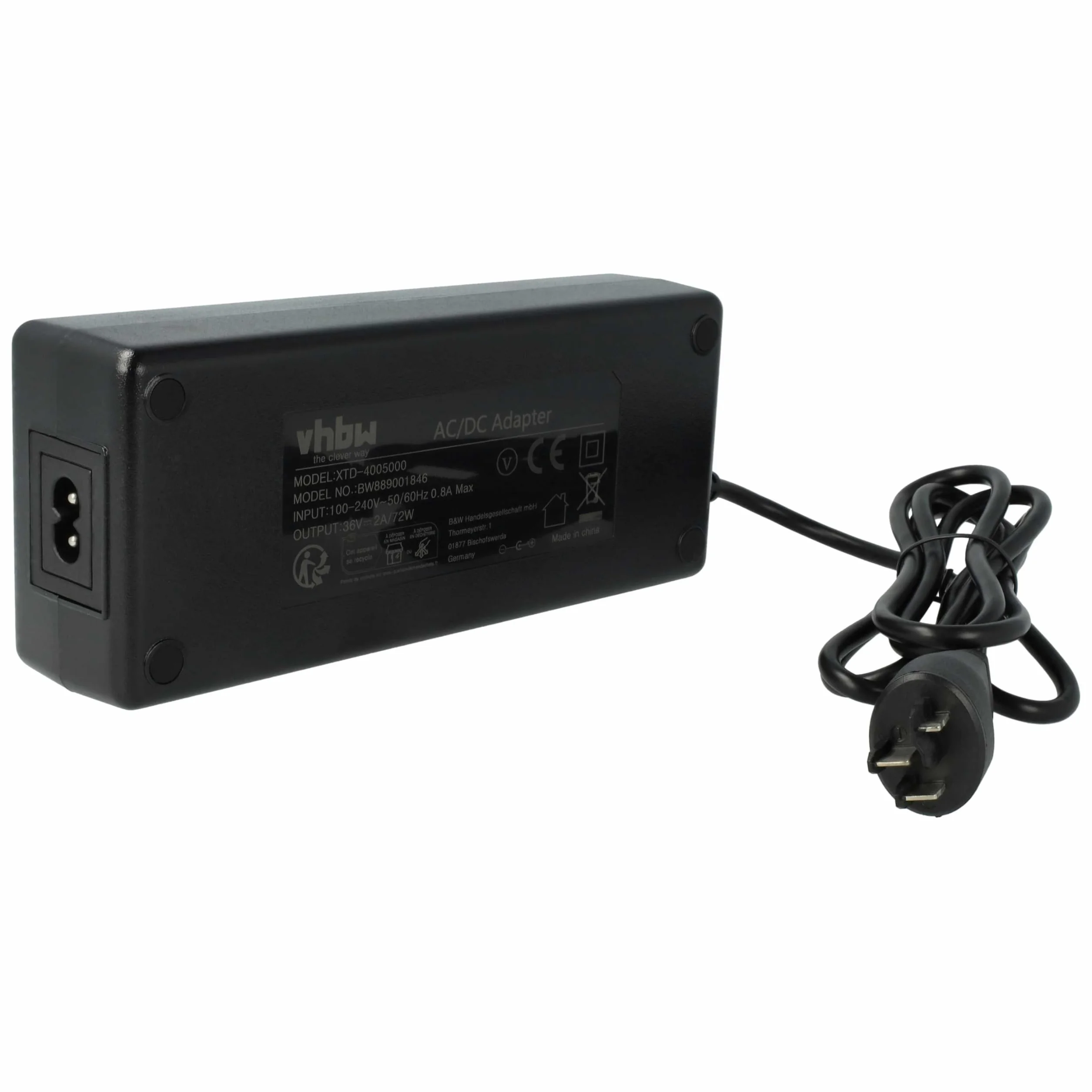 vhbw 1x caricabatterie compatibile con Bosch PowerPack 400, PowerPack 500 batterie, e-bike - Per batterie Li-Ion da 36 V 72 W