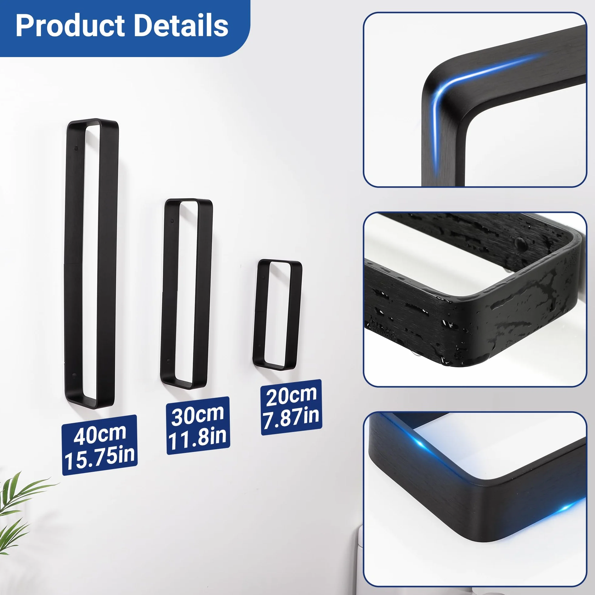 SAYAYO Porta Asciugamano Autoadesivo Nero 20cm Anello per Bagno Cucina
