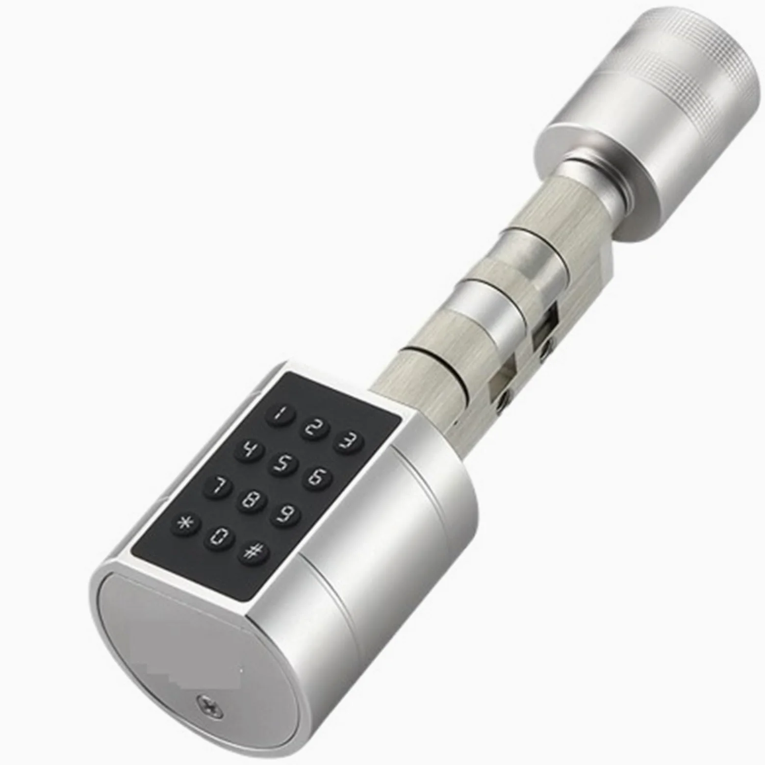 Serratura Smart, Cilindro for impronte digitali Serratura elettronica intelligente for porta Tastiera digitale Codice Chiave magnetica Telecomando Appartamento domestico regolabile(Silver)