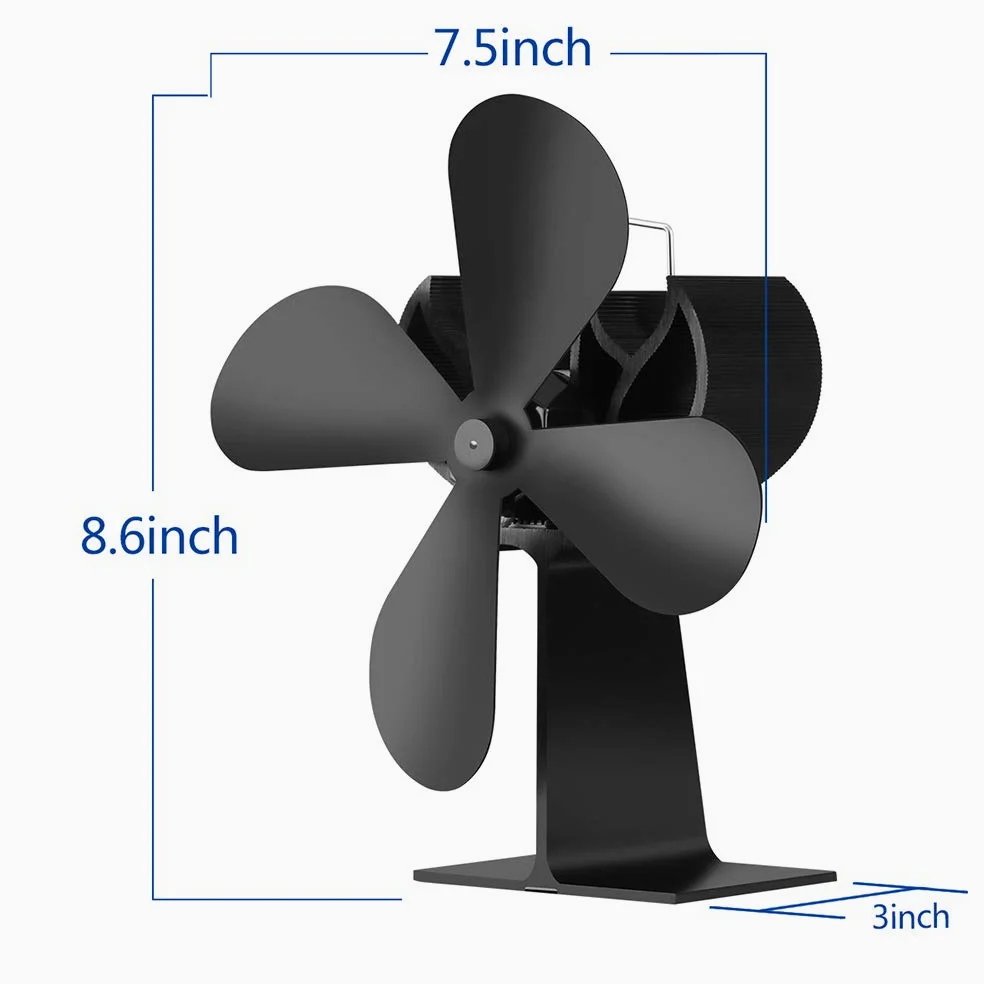 Ventole efficienti di distribuzione del calore del ventilatore del camino domestico a 4 pale