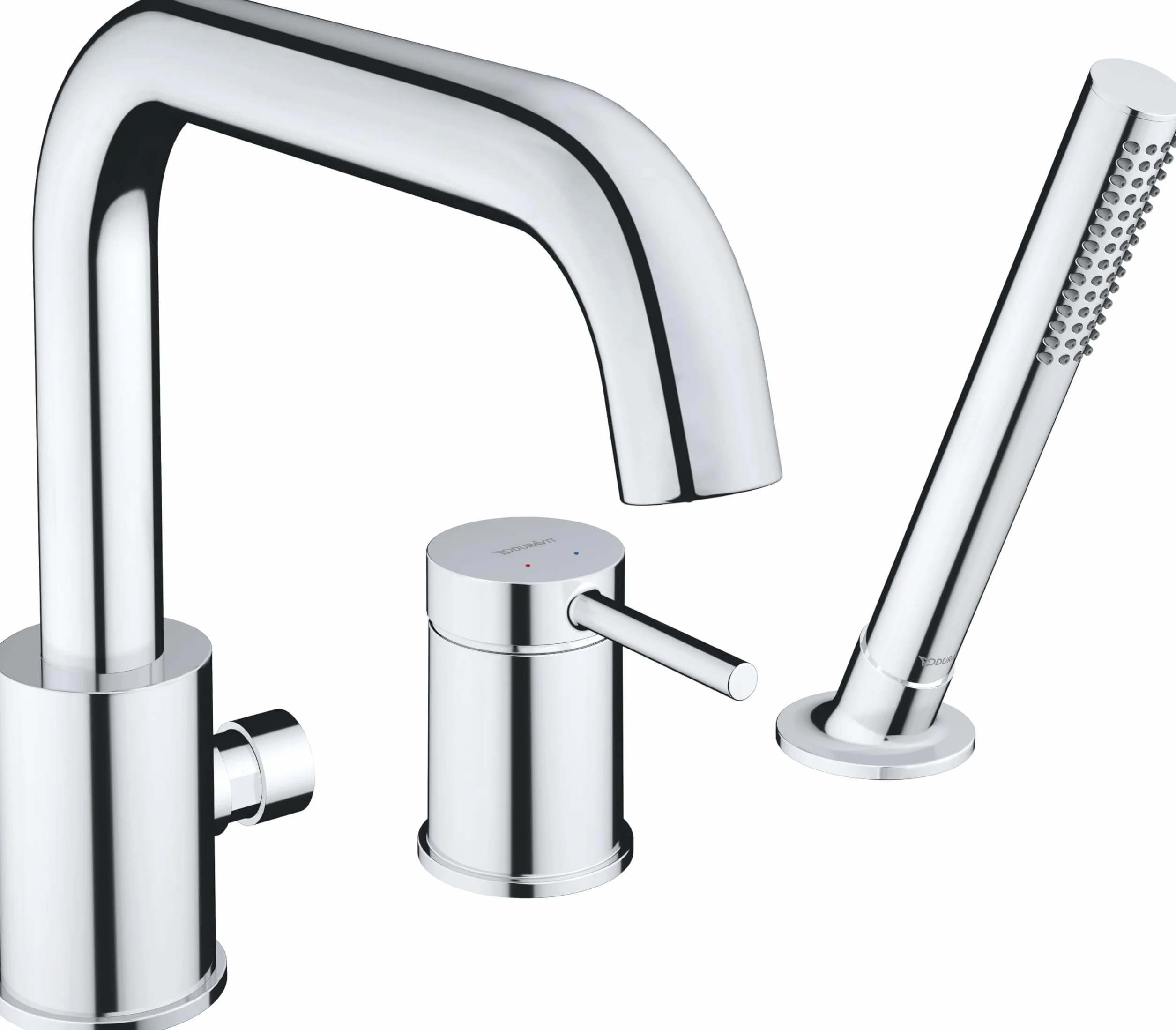 Duravit Circle robinetterie de baignoire à 3 trous, saillie 215 mm, montage sur bord de baignoire, chrome, CE5260000010, CE5260000010