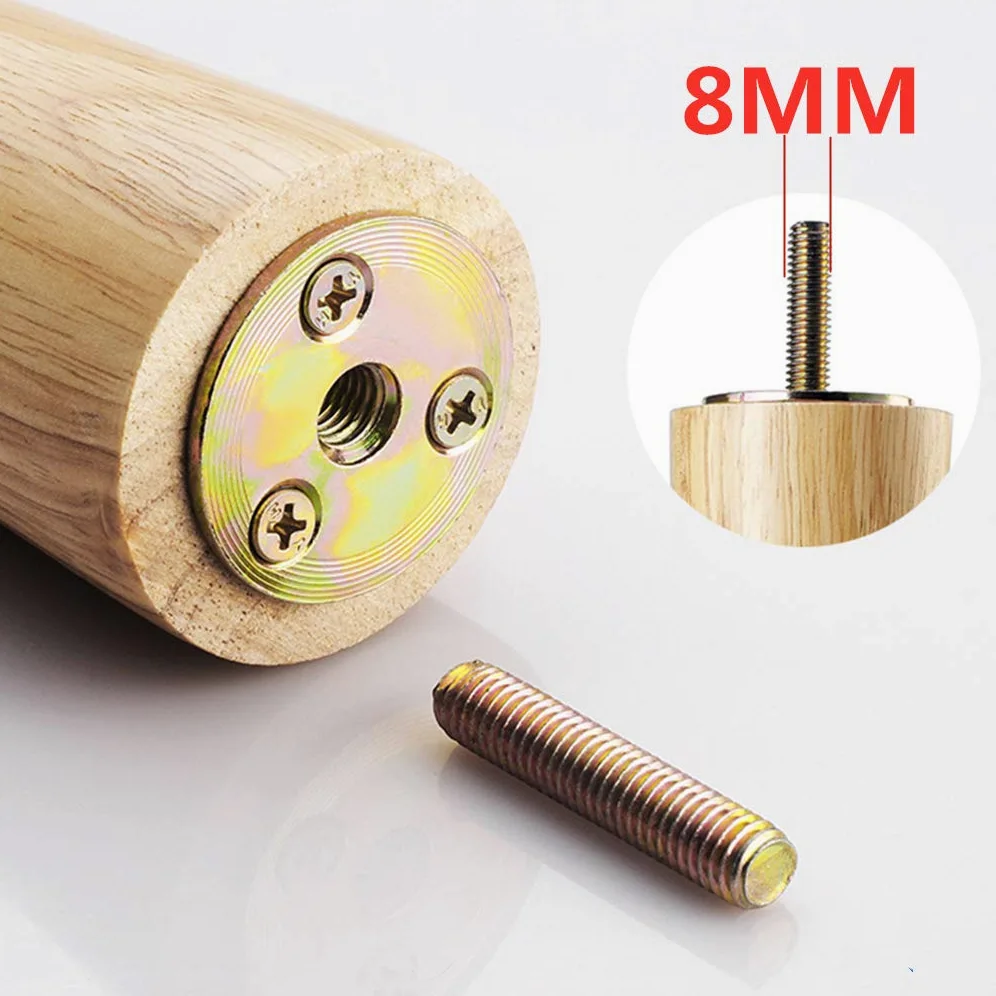 4 Gambe per Mobili in Legno Piedini per Mobili in Rovere Conico Cabinet Piedi del Divano Tavolo Letto Armadio Cabinet Armadietto Guardaroba Vite M8(40cm)