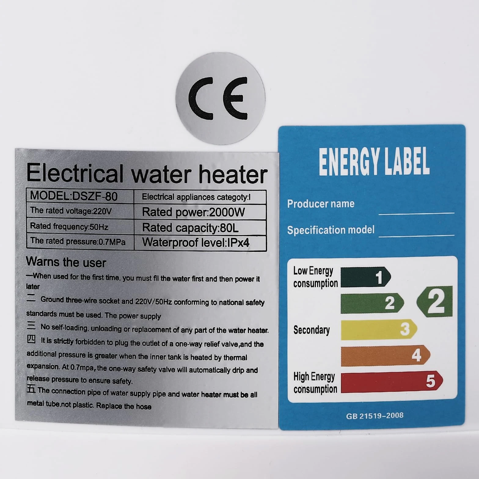 80L,Riscaldatore di acqua elettrico,Caldaia Hung Orizzontale Serbatoio Riscaldatore di acqua Riscaldamento, 30-75 ℃ Rapido Riscaldamento, Con Pre-Termostato, Su richiesta Scaldacqua Per Bagno 2KW