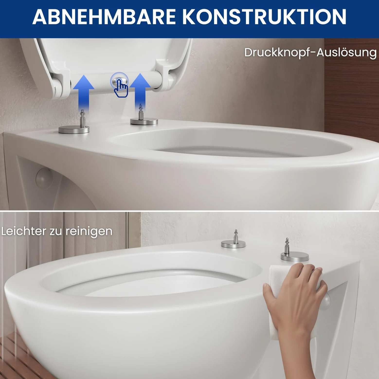 CECIPA WC Ovale, Coperchio Water Bianco, Copriwater a Chiusura Rallentata, Copri WC Universale, Asse WC Facile da Montare, Coprivaso Famiglia - DERW Serie