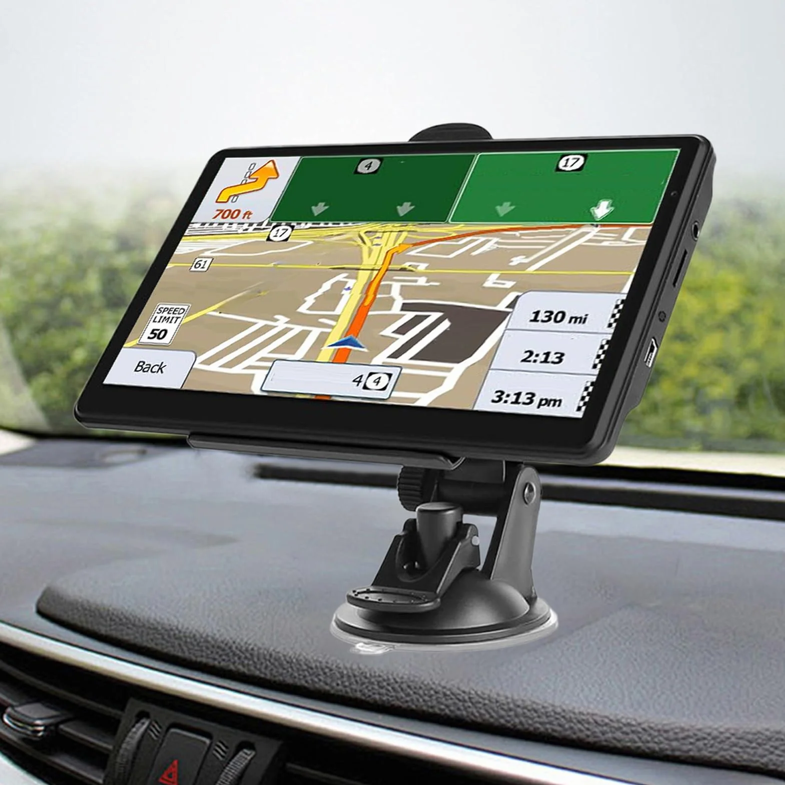 Navigatore satellitare da 7 pollici per auto, navigatore GPS H;D con mappe del Regno Unito e Europa, assistenza per la guida della corsia, aggiornamenti gratuiti, supporto navigazione postale ricerca