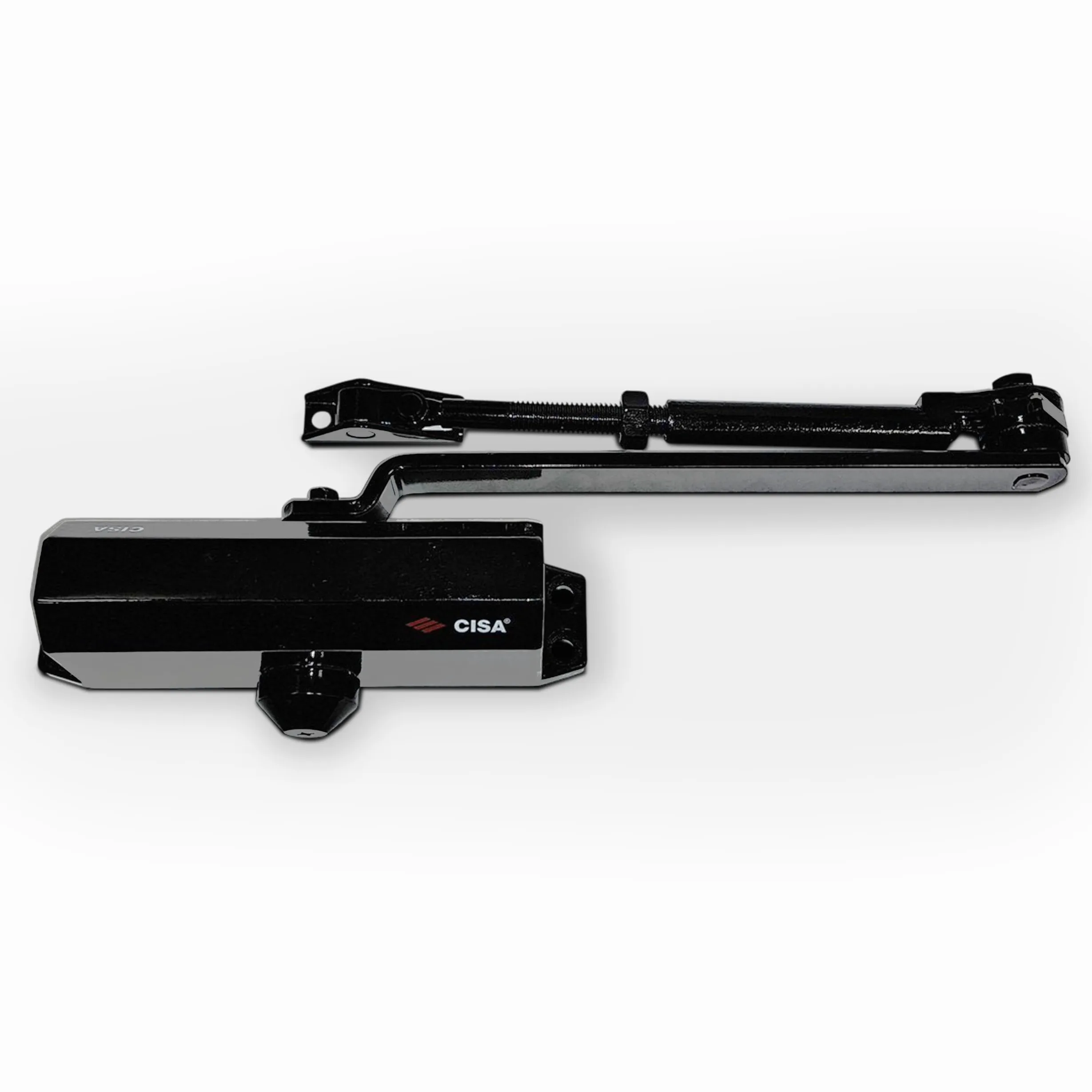 CISA - Chiudiporta CISA a Cremagliera con Arresto 16047103044 Serie 604 - Chiudiporta con Velocità di Chiusura Regolabile - Chiudi Porta per Porte Max 80 kg - Nero
