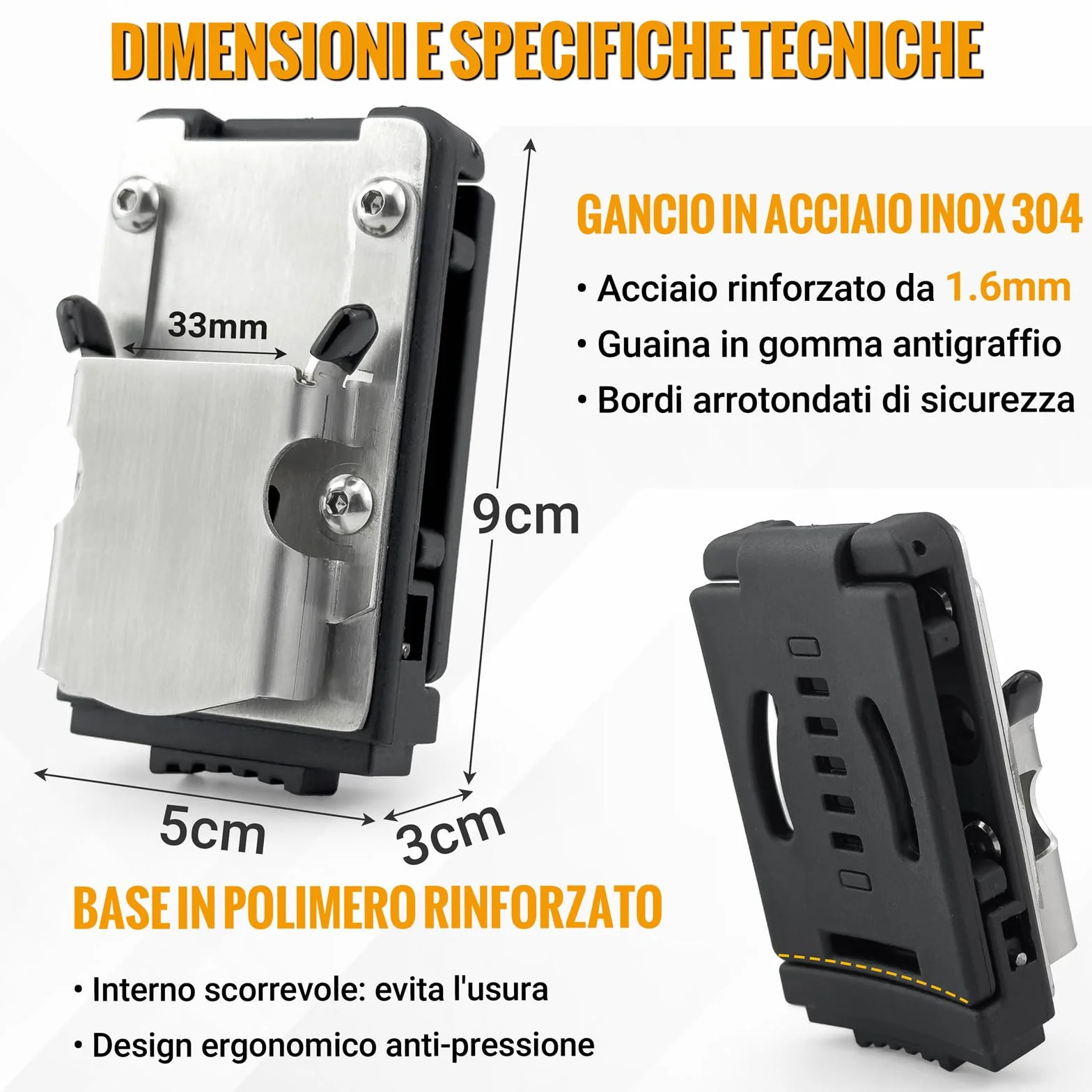 Porta Attrezzi da Cintura in Acciaio Inossidabile 304, Supporto Clip-on per Trapani Senza Fili e Avvitatori