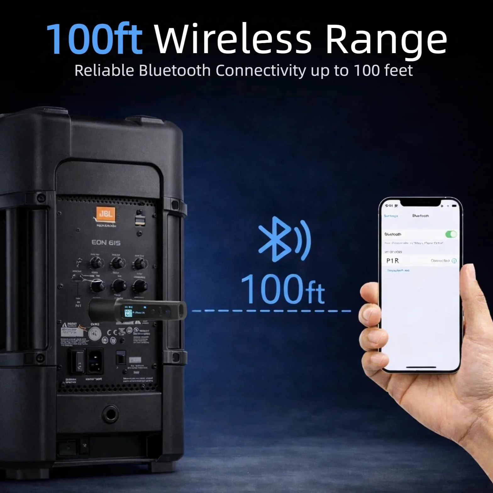 Ricevitore Bluetooth XLR wireless, adattatore audio XLR per altoparlanti PA e mixer audio, suono live e streaming, display di stato, batteria 14H, portata 30,5 m, ricarica USB-C (singolo)