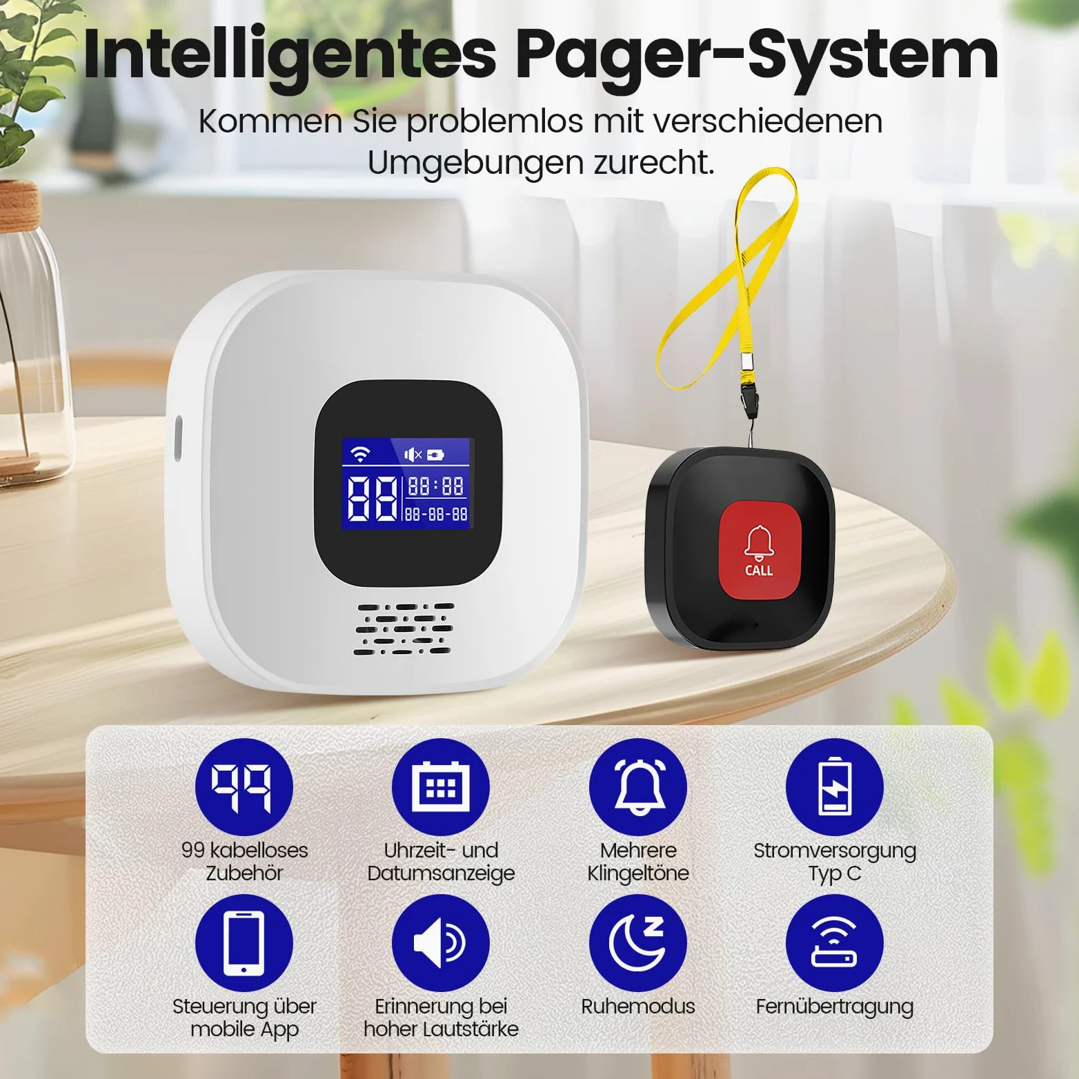 Pulsante di chiamata di emergenza per anziani, braccialetto WiFi di emergenza domestica per anziani, braccialetto di emergenza per pazienti e disabili, pulsante di allarme mobile