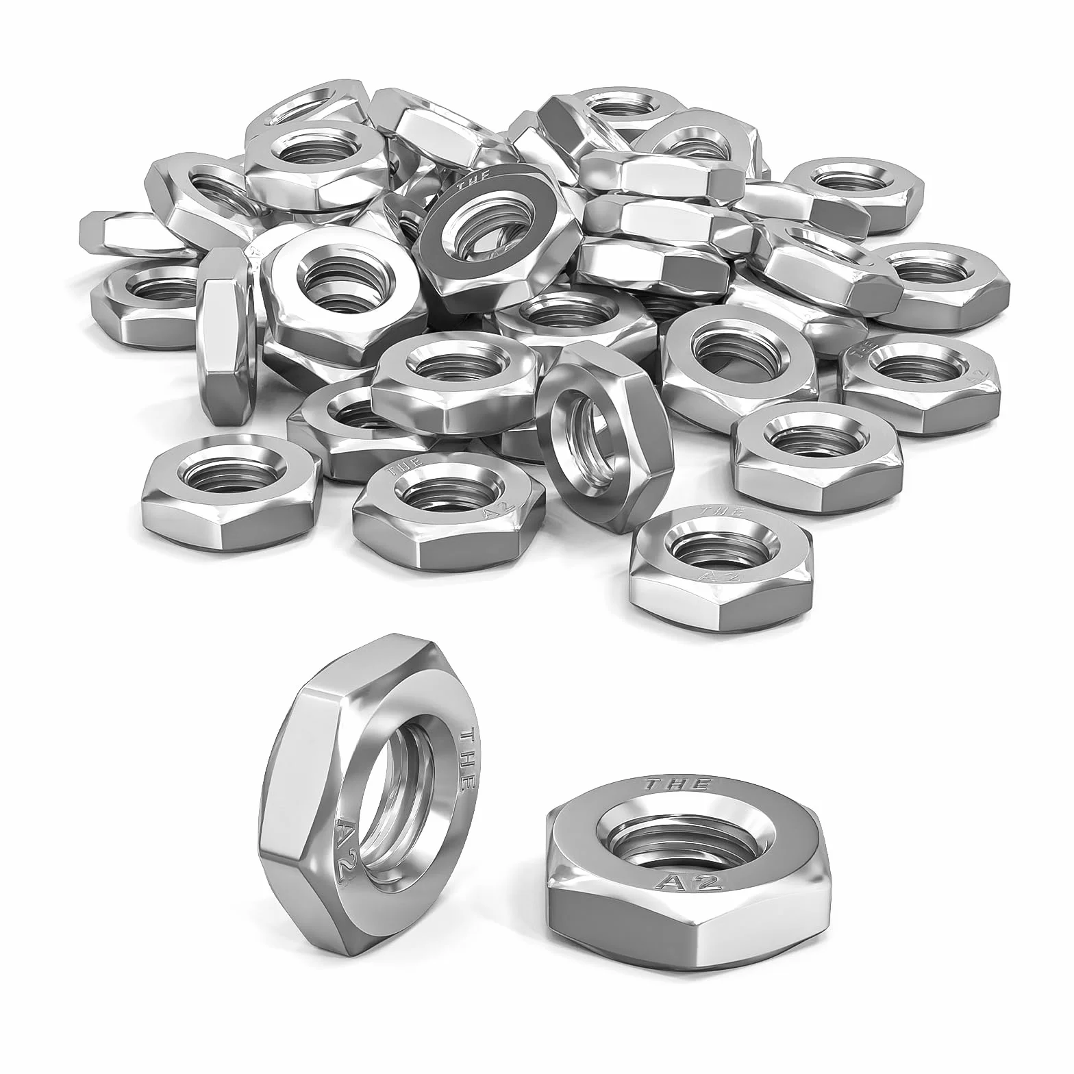 ORTAVA Dadi Esagonali M6 Bassi con Smusso 50 Pezzi DIN 439/ISO 4035 Acciaio Inox A2 V2A