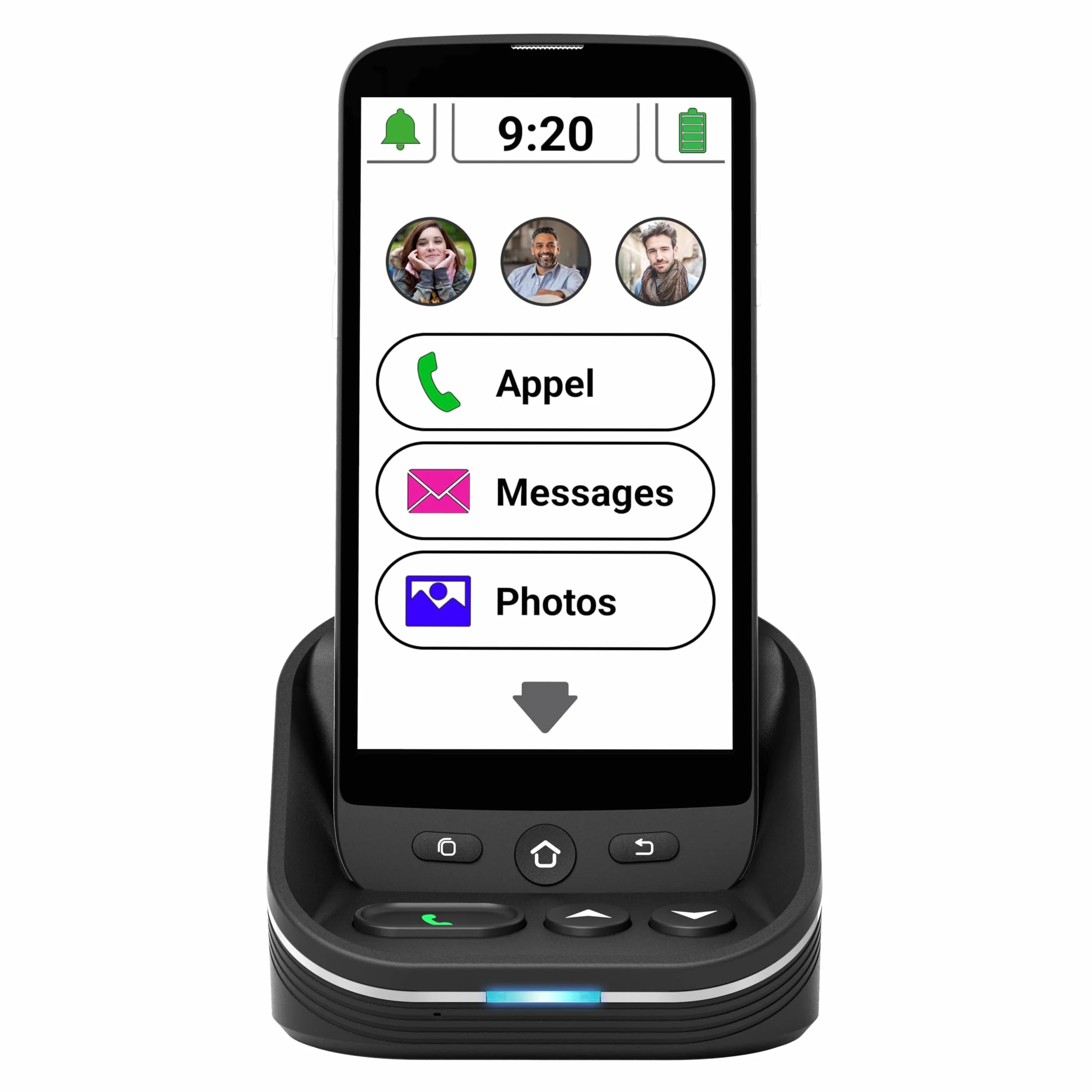 Swissvoice - Ampli Base - Base di Ricarica con Altoparlante - Vivavoce - Amplificazione Sonora - Tasti Integrati - Per smartphone S510-C per Anziani - Nero