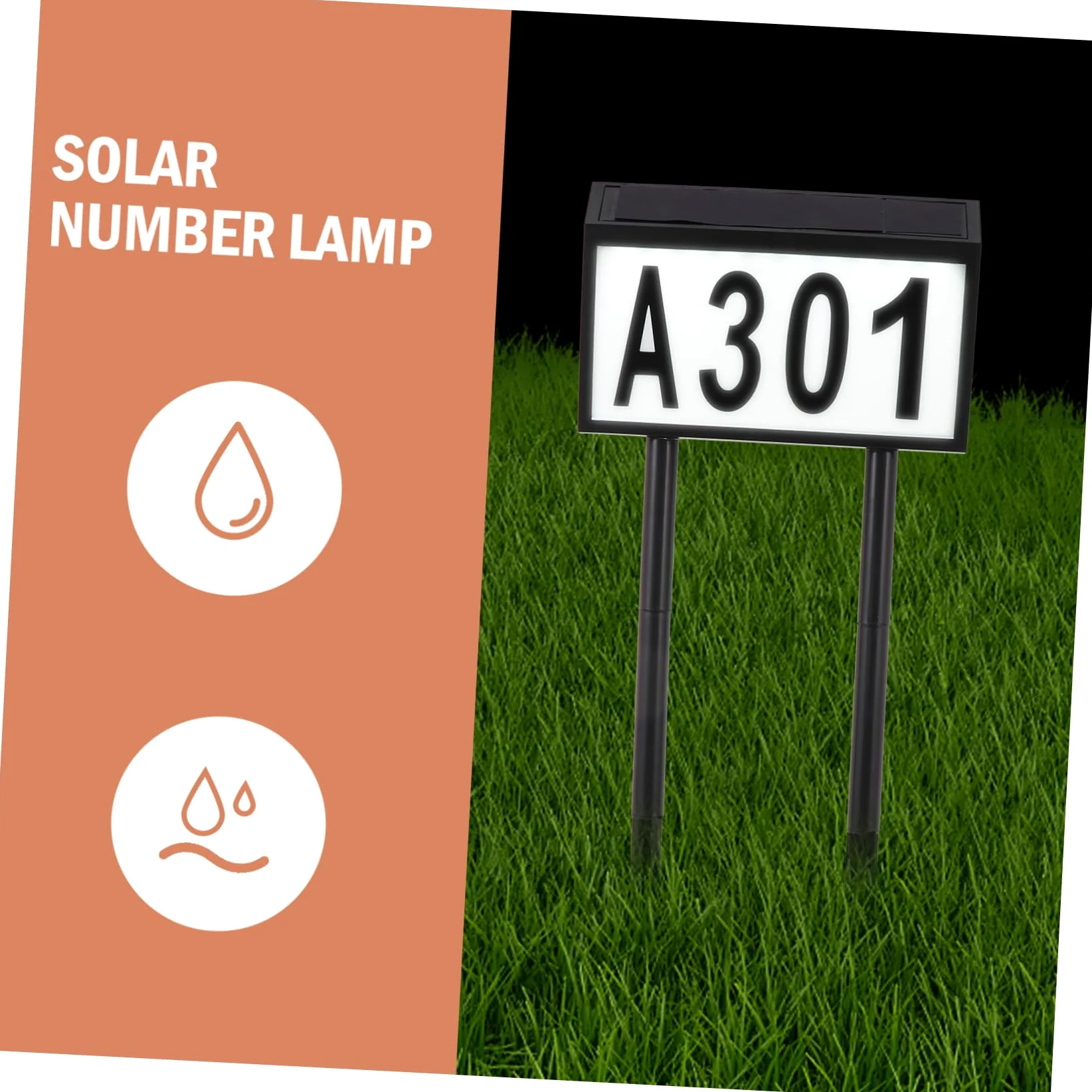 Outanaya Luce Solare da Esterno per Numeri Civici 10 Led, Lampada a Energia Solare in Plastica Nera, Indirizzo, Installazione a Terra, per Hotel e Negozi di Fiori