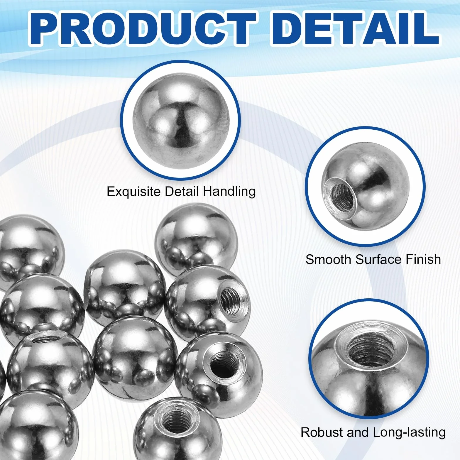 sourcing map 12 pomelli filettati a sfera M4 x 12 mm acciaio al carbonio dadi a sfera decorazioni per lampade fai da te
