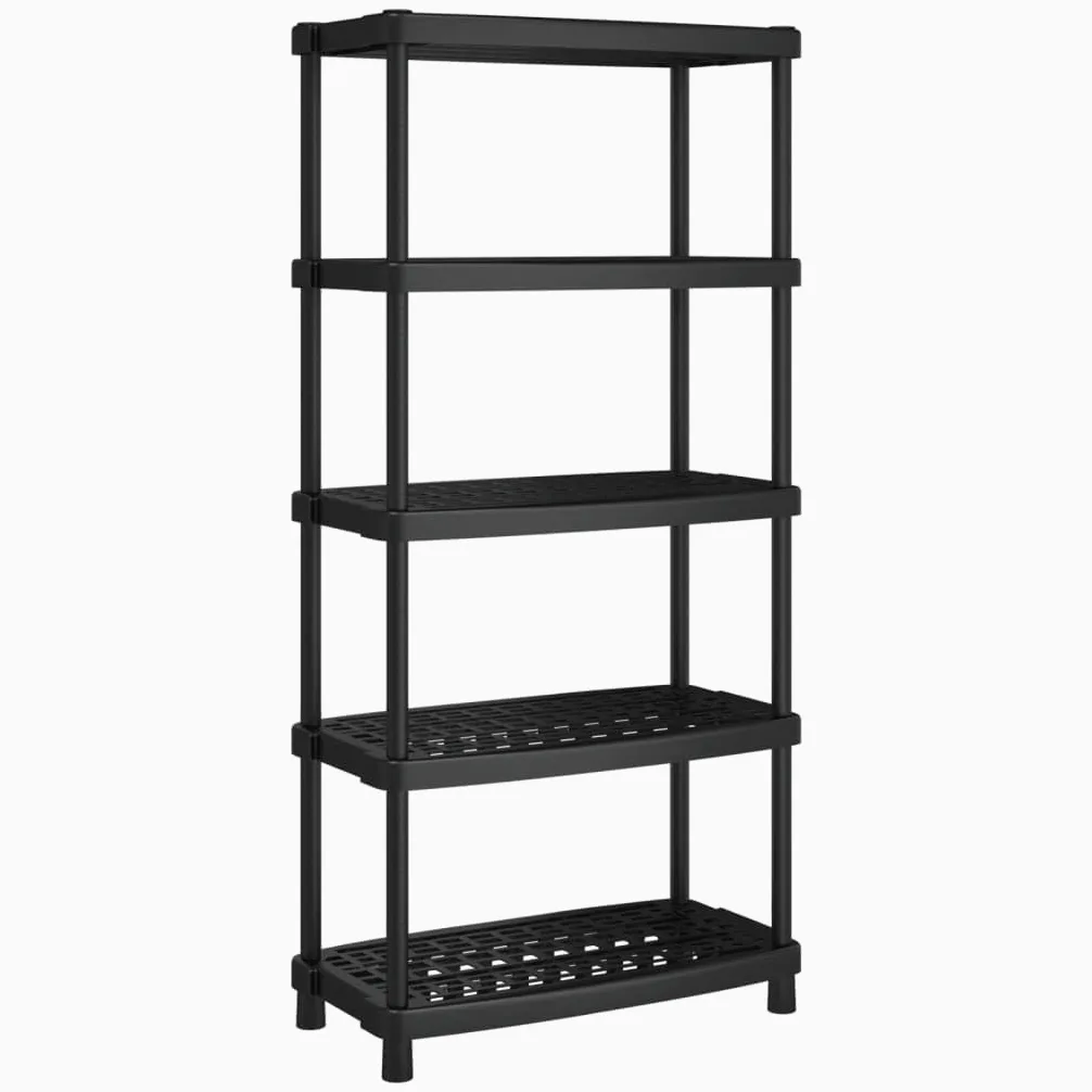 vidaXL Scaffale a 5 Ripiani Nero 93,5x45,5x194,5 cm in PP