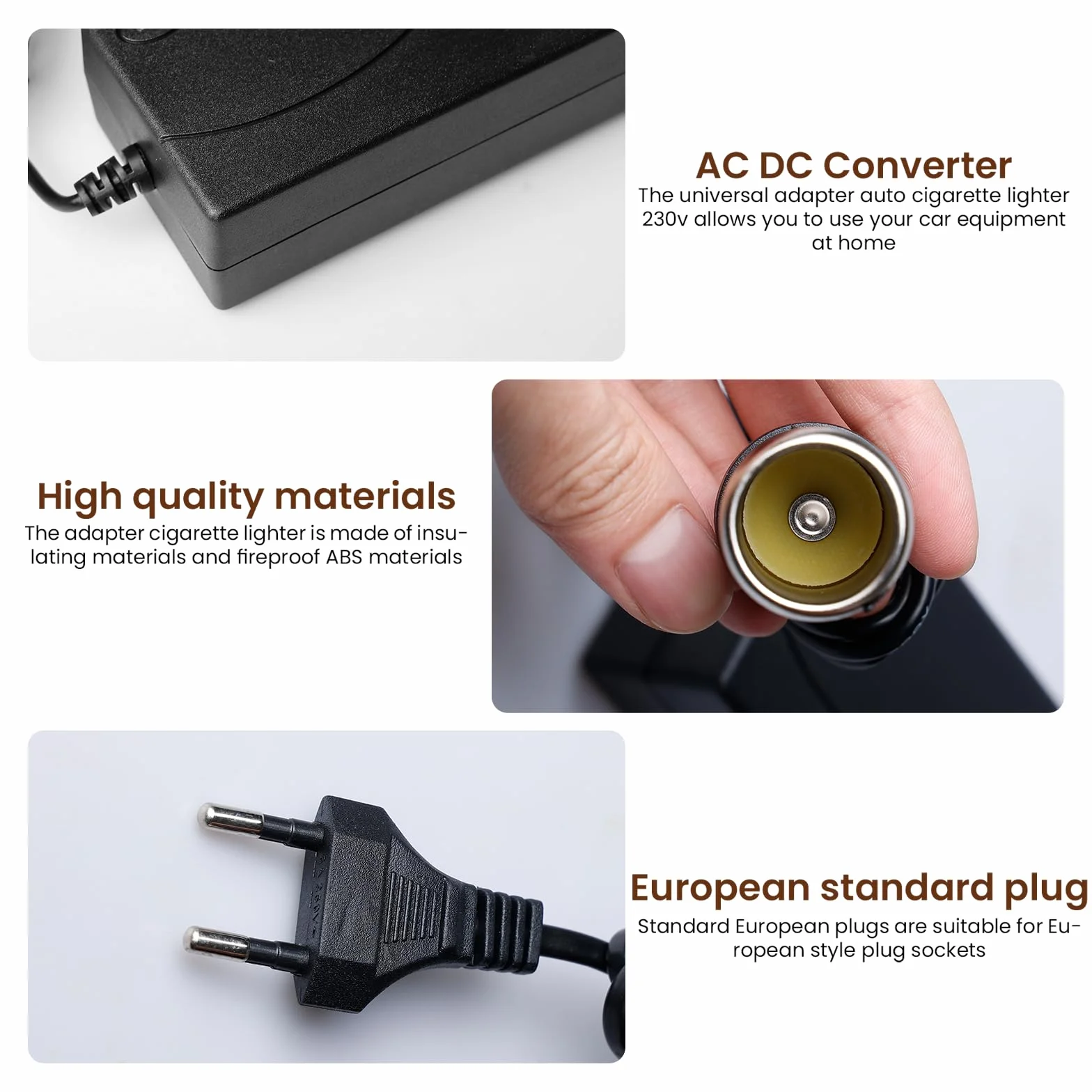 2 adattatori AC a DC Converter 220 V a 12 V, 5 A, adattatore di alimentazione per accendisigari per auto, frigorifero aspirapolvere