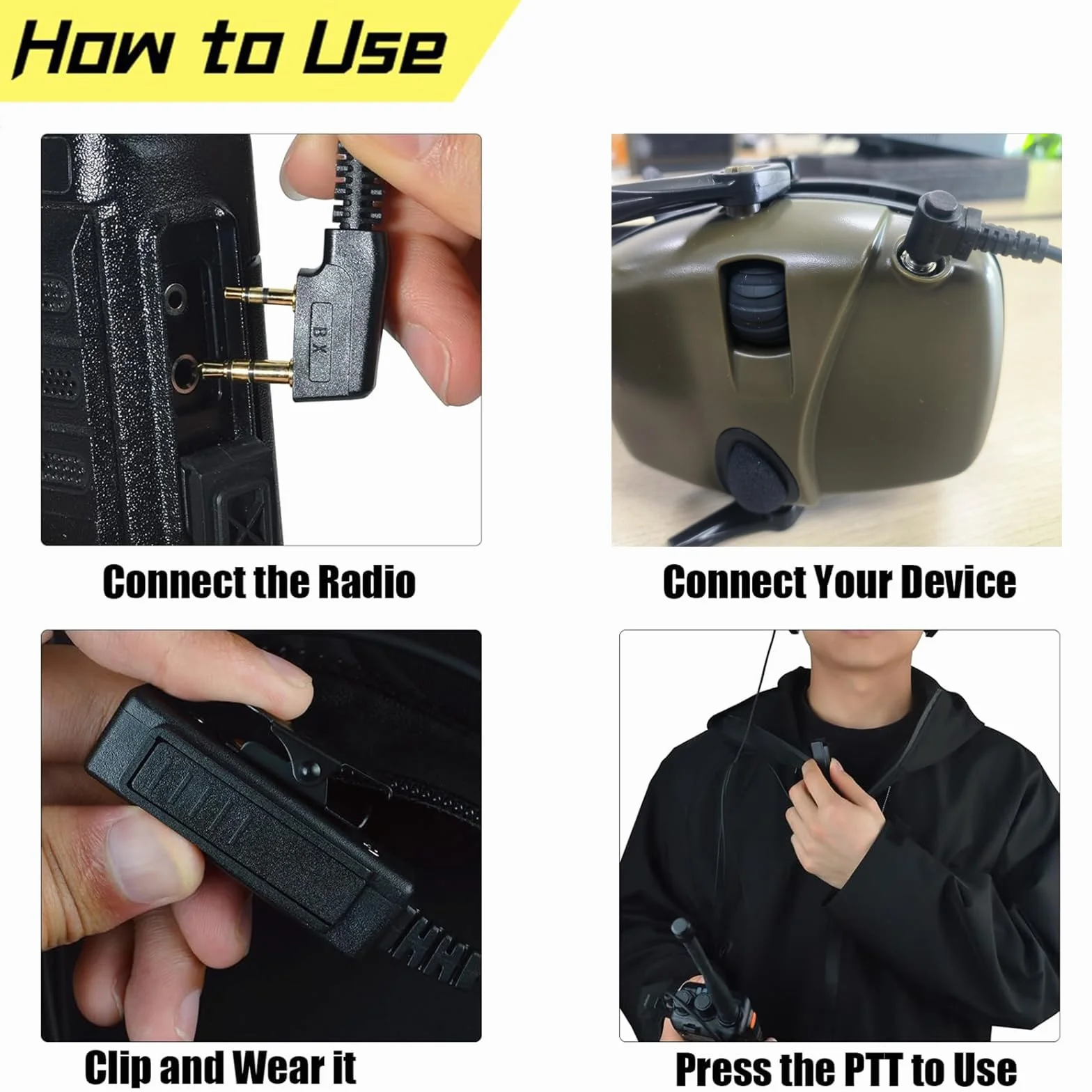 Cavo Audio Universale da 2 Pin a 3.5 mm 90° con PTT, Compatibile con Baofeng UV-5R 777 888S Kenwood TH-22AT TK-3100 Quansheng K5 TK-11 e Cuffie con Microfono a Ingresso 3.5 mm