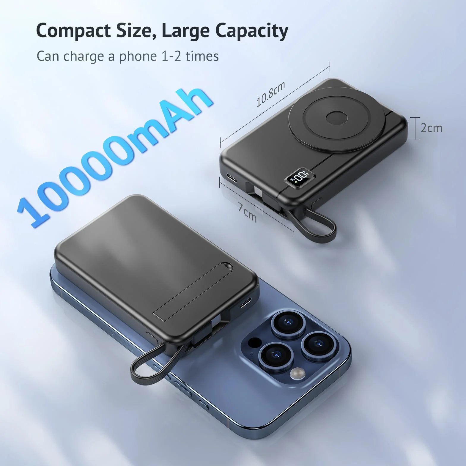 Magnetic Power Bank – Compatible with iPhone 16 15 14 13 Series Wireless Charger 10000 mAh Portable Powerbank Battery Pack Quick Charger External Battery con ingresso e uscita di tipo C, display a LED