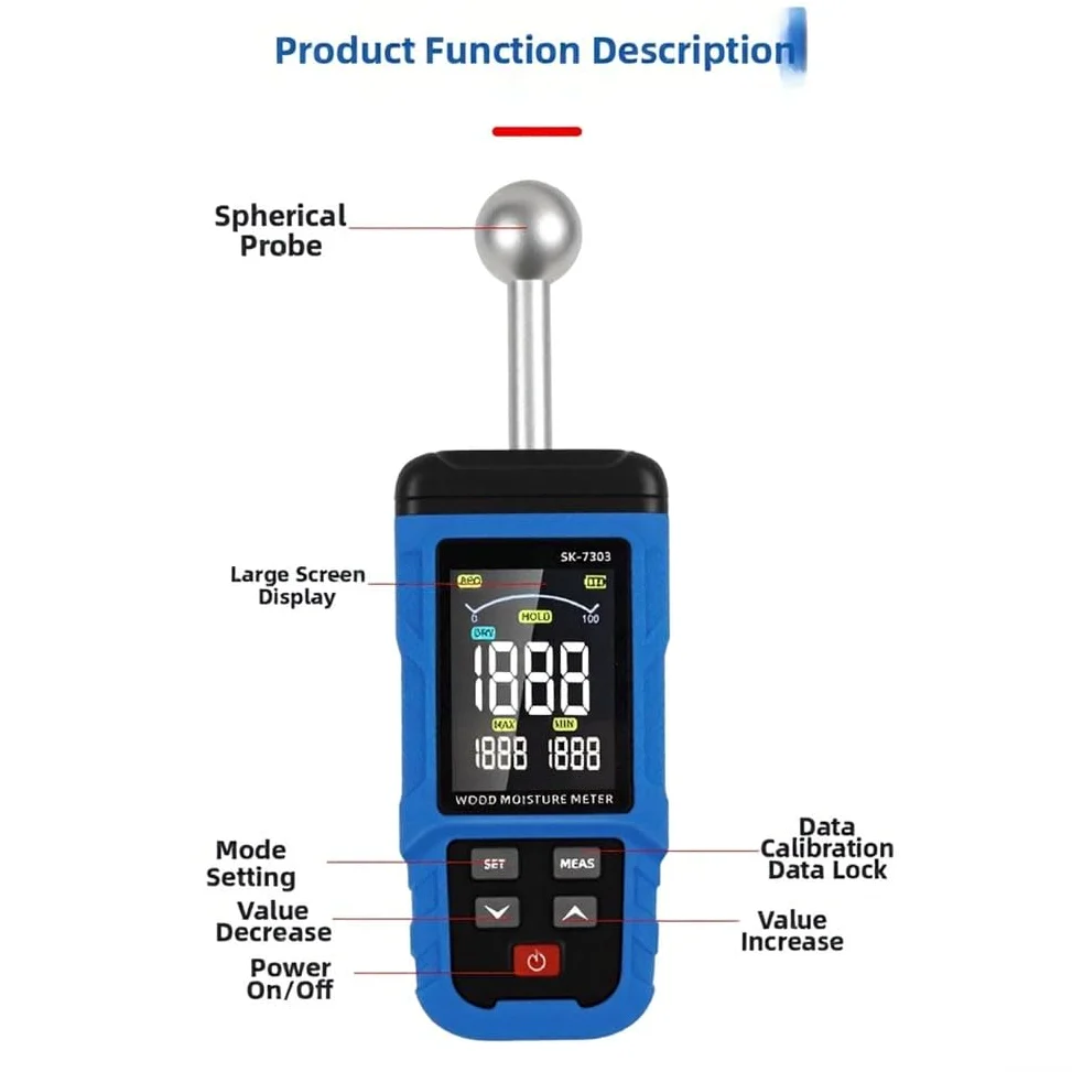 Misuratore di umidità non distruttivo per il legno e la parete di prova di alta precisione digitale umidità induzione tester per appaltatori fai da te