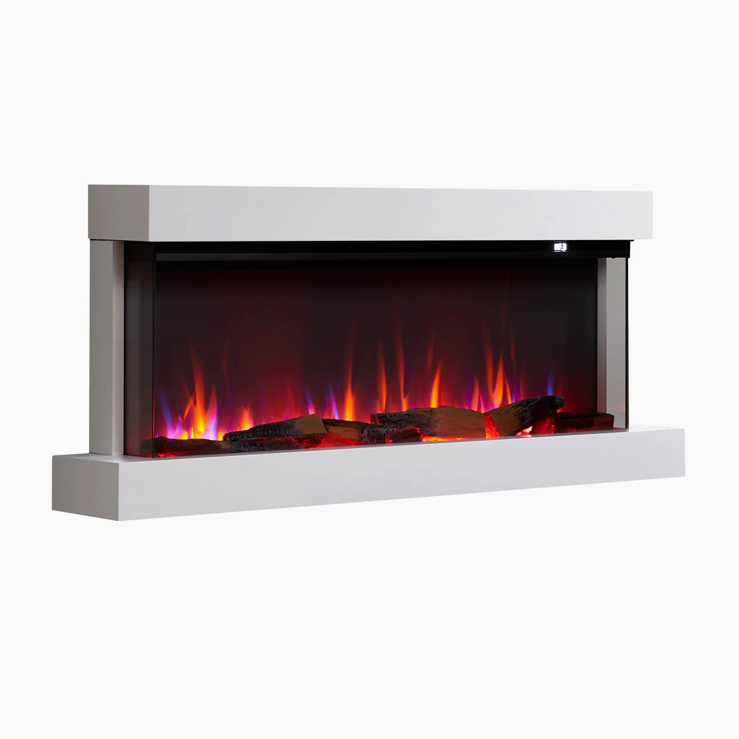 BALDERIA Camino elettrico Achilles L | Camino elettrico da parete con effetto fiamma 3D | Riscaldamento 1500 W, illuminazione a LED, WiFi, controllo app, suono scoppiettante, telecomando, timer e