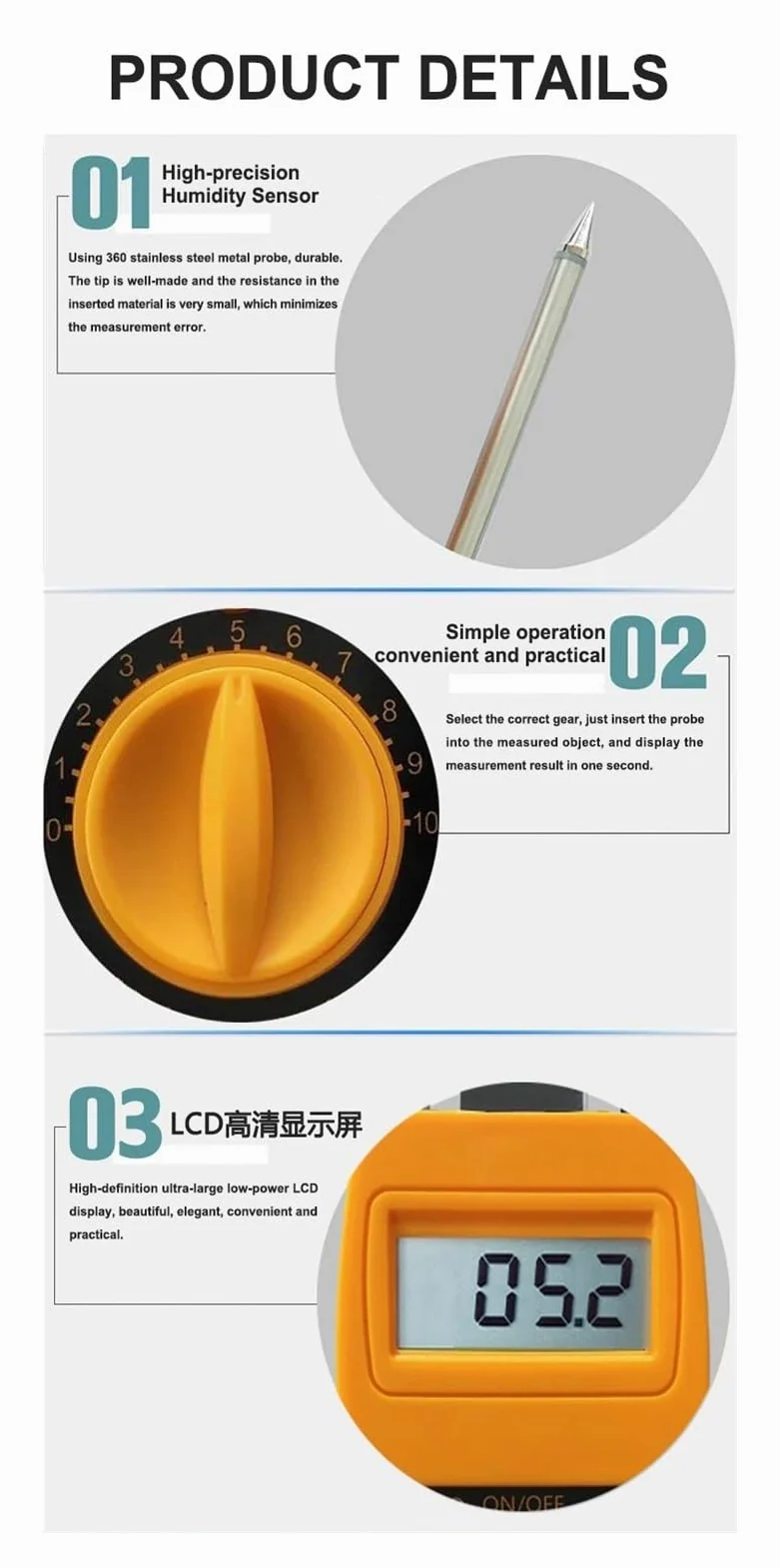 Misuratore Di Umidità Ad Ago For Misurare L'umidità Del Materiale Ceramico Fango, A Sabbia,Controllo accurato