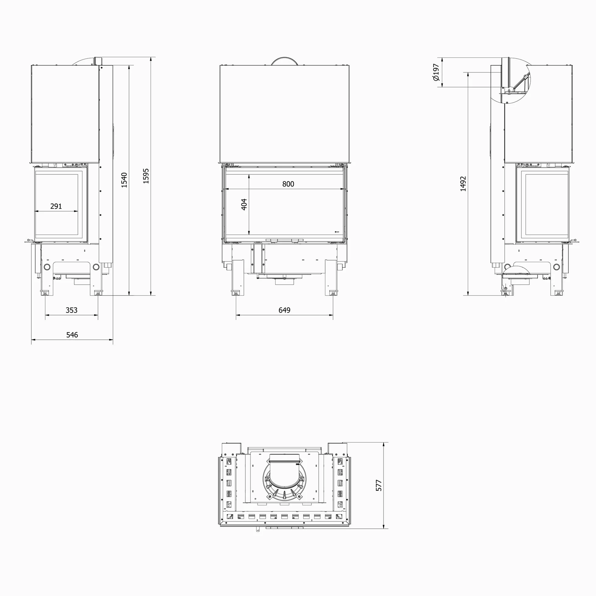 KRATKI Inserto per camino in acciaio a legna REGNOR 8 kW Ø200 saliscendi A | Acciaio nero, efficienza 80,2%, classe A. Ecodesign, BImSchV 2; per recupero calore.; combustione efficiente; basse emissioni