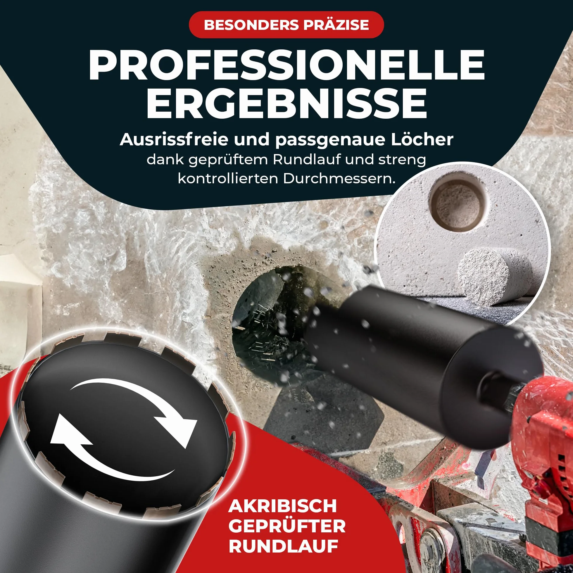 Fortura corona diamantata Ø42-182mm 400mm 1 ¼ pollici foratura a secco