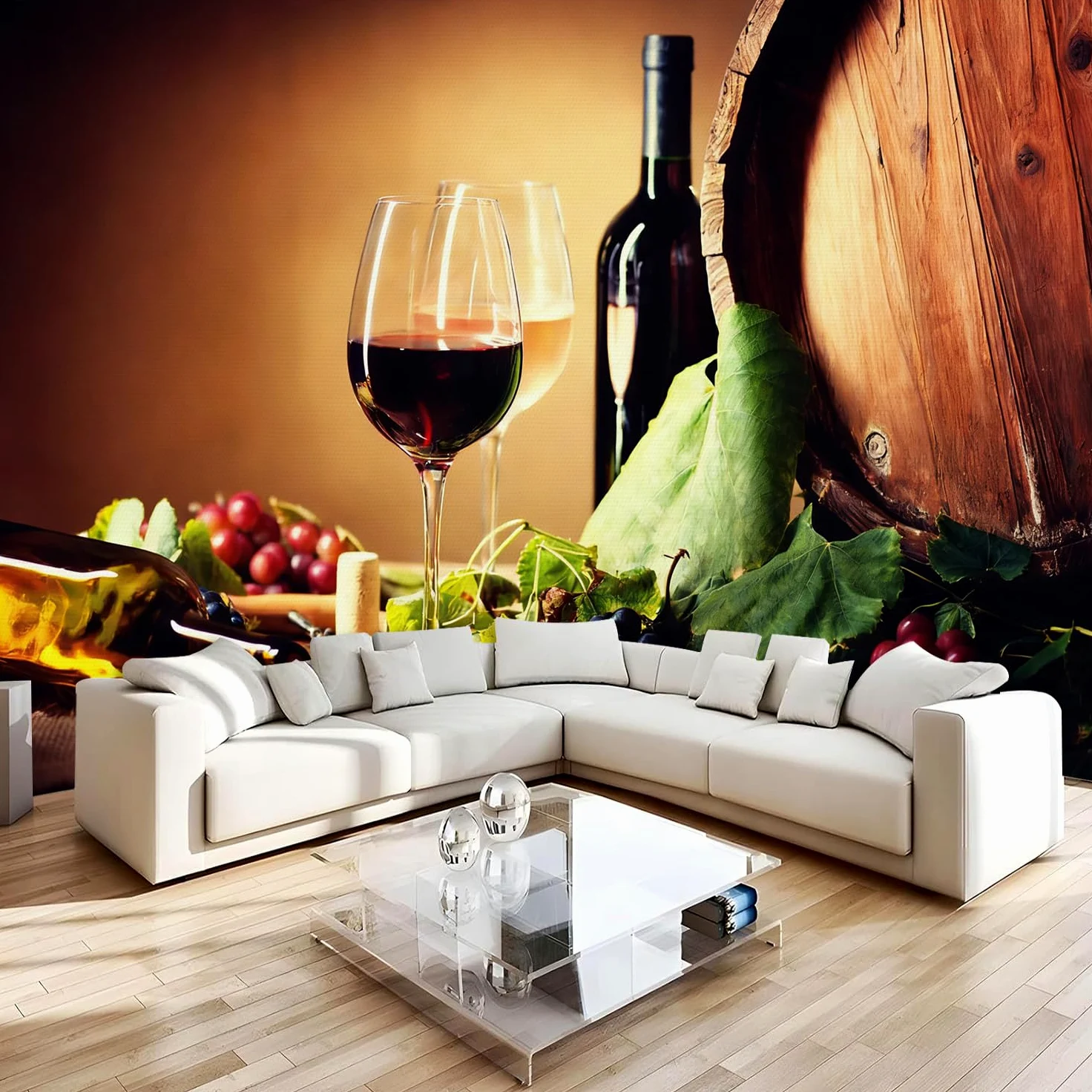 Carta da parati effetto 3D Vino 366x 254 cm Murale Non Tessuto Stile Pastorale Fotomurale Stampa HD Moderna Poster Per Soggiorno E Camera Da Letto Design 1M3982