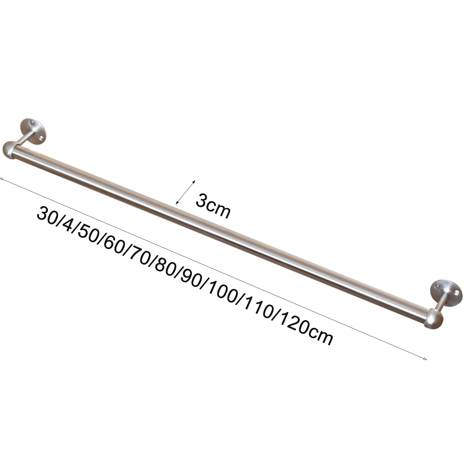Portasciugamani in acciaio inox SUS 304 di alta qualità, 90 cm, da parete, rotondo, finitura argento, resistente, per bagno e cucina, facile installazione a vite