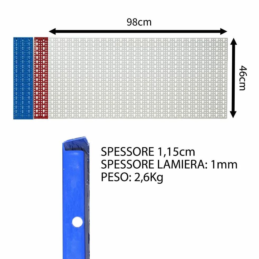 FERROELETTRA Pannello Portautensili 980x460mm in Lamiera Verniciata - Kit Ganci Incluso - Pannello Porta Attrezzi da Parete per Organizzazione Utensili - Parete Attrezzata Officina (1, Rosso)