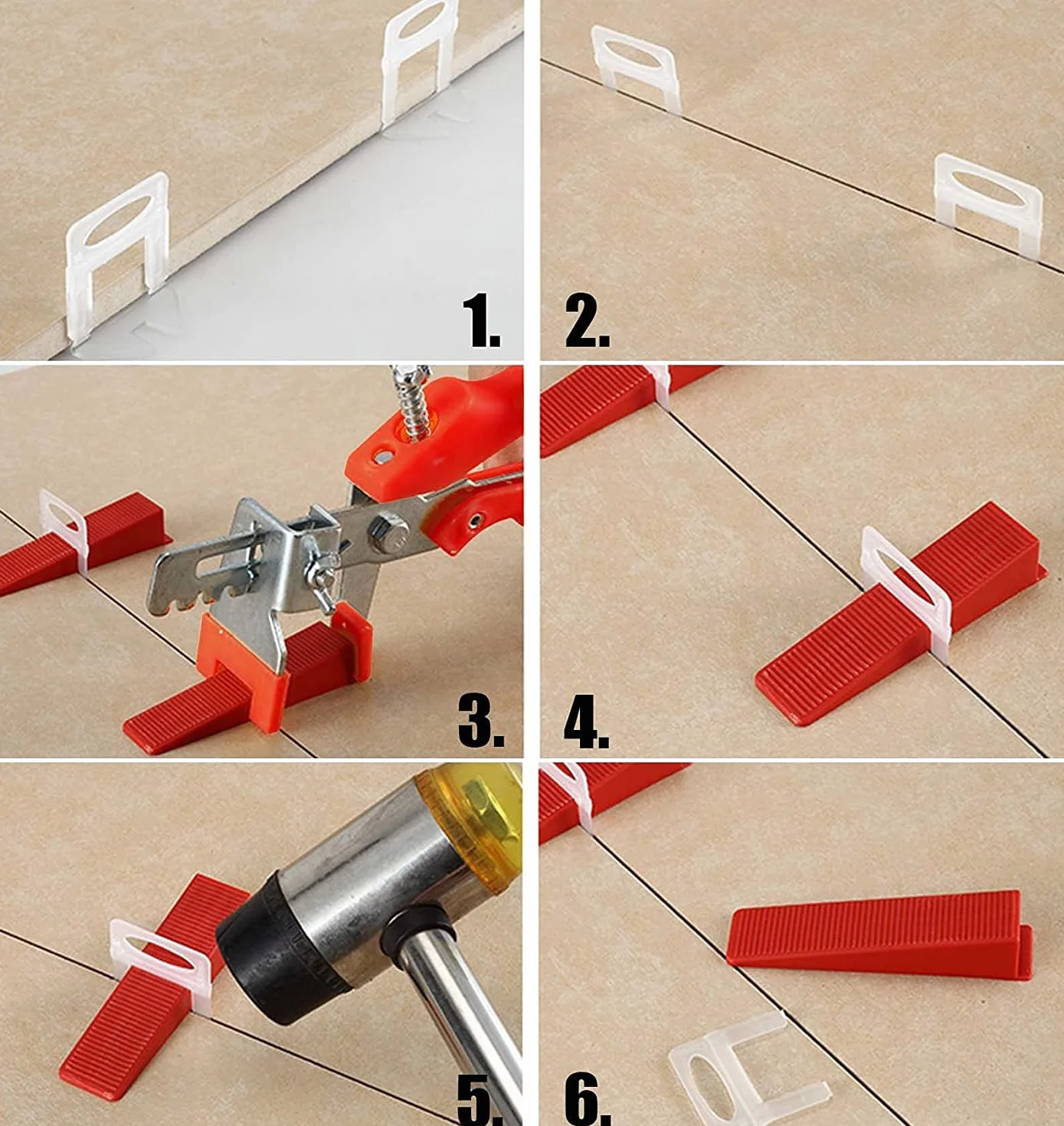 Kit Sistema di Livellamento Piastrelle 3mm 400 Distanziatori 100 Cunei 1 Pinza 3-12mm