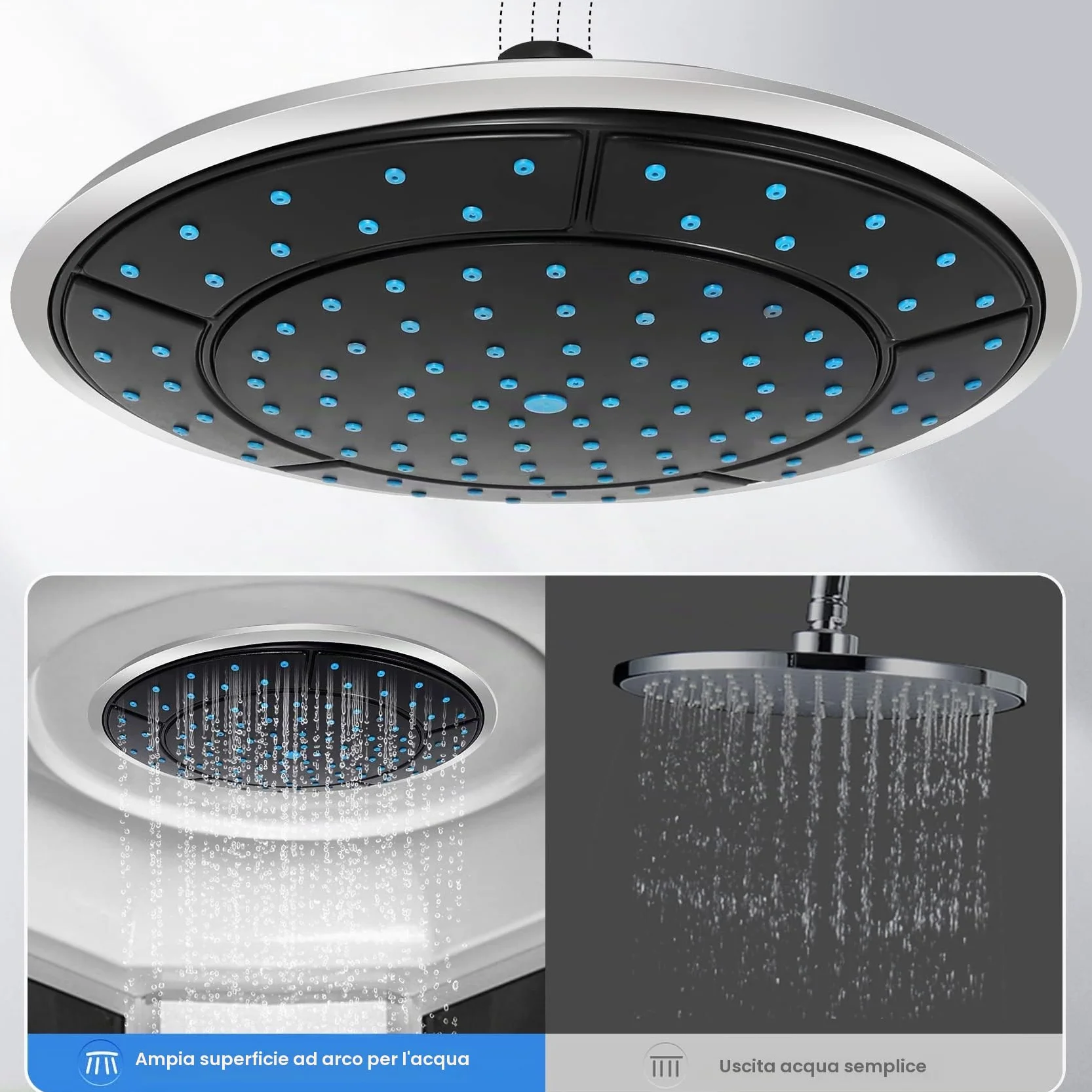 Plastica rotonda doccia alta tetto ugello 25 cm cabina accessori