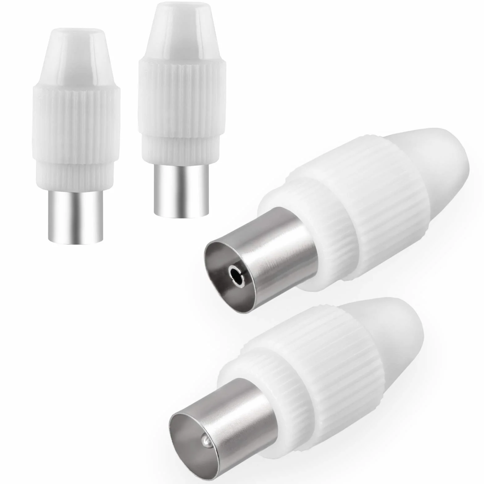 HB-DIGITAL - Set di 2 connettori e 2 prese per visione via cavo, radio DVB-C e DVB-T2, antenne TV IEC (maschio e femmina) per cavo antenna coassiale, cavo BK impianti HQ 4K UHD
