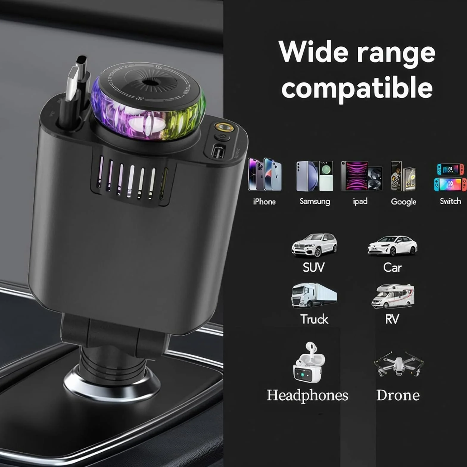 Starlight - Caricabatterie retrattile da auto USB-C da 120 W con aromaterapia, adattatore per accendisigari a ricarica rapida per iPhone 16/15/14/13/12/11, accessorio essenziale per auto, regalo per