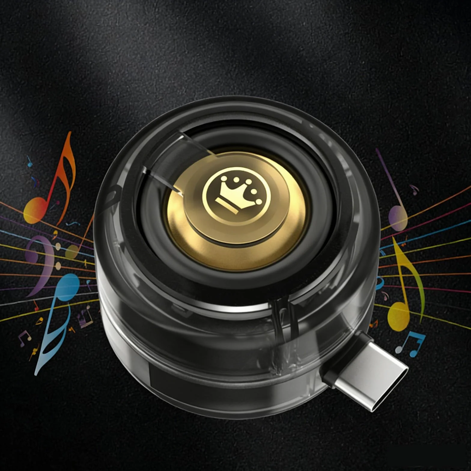 Mini Altoparlante Portatile Universale, Tipo C Plug-in Altoparlante del Telefono Cellulare, Casse Portatili Line-In Audio HD Senza Perdite Connetti Istantaneo Trasparente Nero