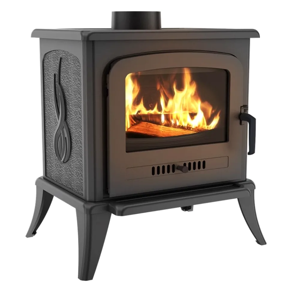 KRATKI Stufa a legna in ghisa KOZA K7 5 kW Ø150 A Gamma di potenza 3-8kW | Ghisa nero, efficienza 70%, classe A. Ecodesign.; Stufe economica ECO-DESIGN; combustione efficiente; basse emissioni; ASDP