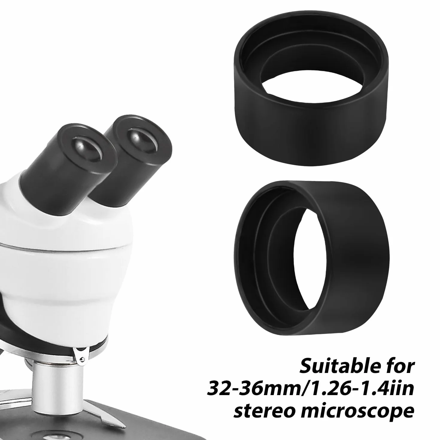 2 Pezzi Copertura Oculare per Ottiche, Tappi di Protezione per Oculari Binoculari in Gomma Tappi di Protezione per Oculari Tappi di Ricambio per Microscopi Stereo ad Angolo Piatto da 32-36 mm (Nero)