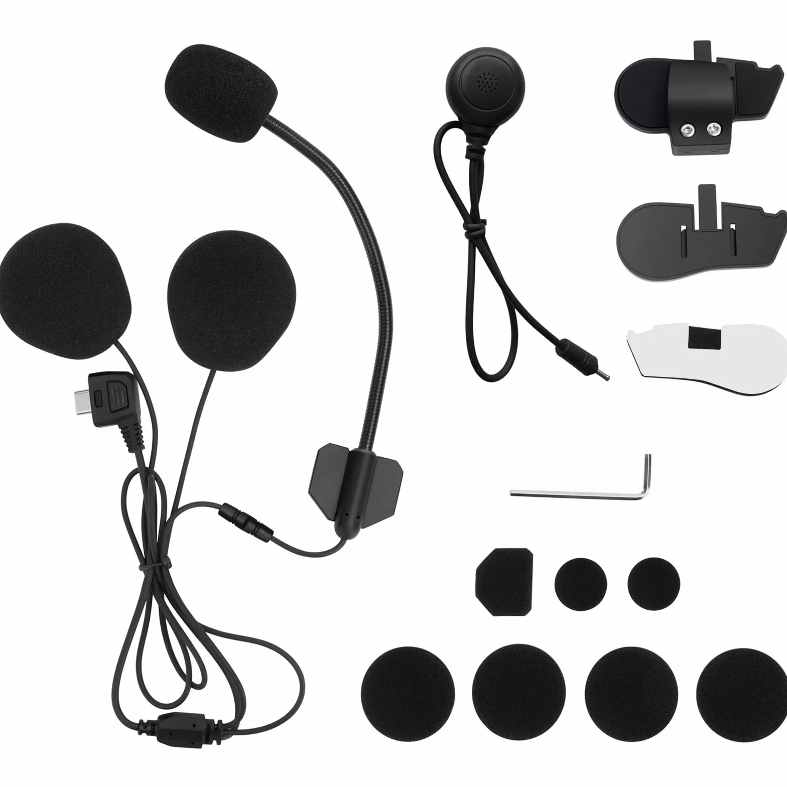 Kit Microfono e Altoparlanti per Casco da Moto con Accessori di Montaggio B2X Interfono Moto – Include Microfono Morbido e Rigido