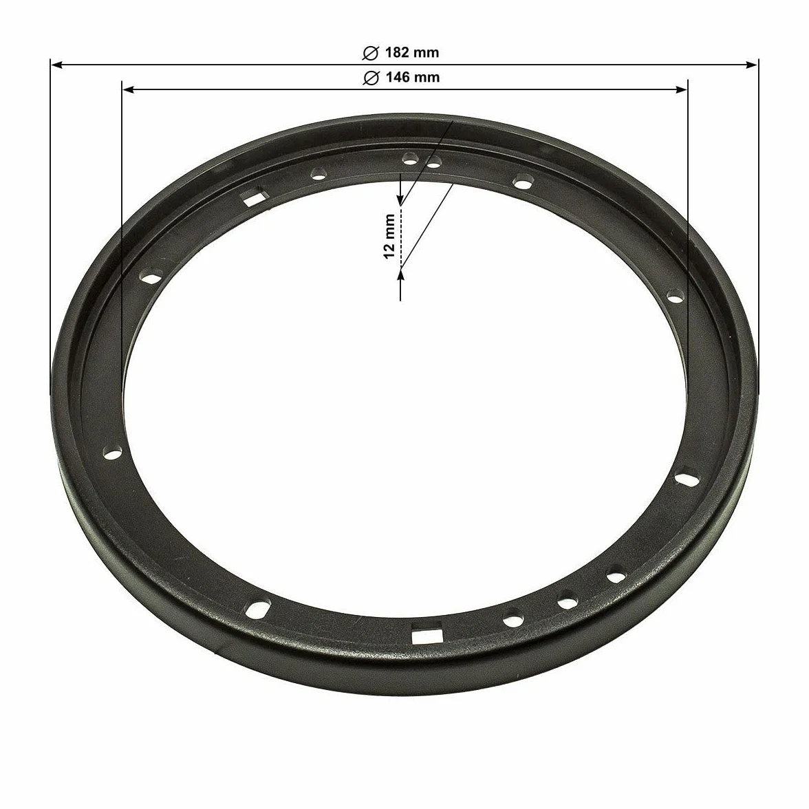 tomzz Audio 2800-002 Griglia dell'altoparlante per altoparlante 165mm DIN anello di plastica nero in 2 pezzi con set di griglie in metallo