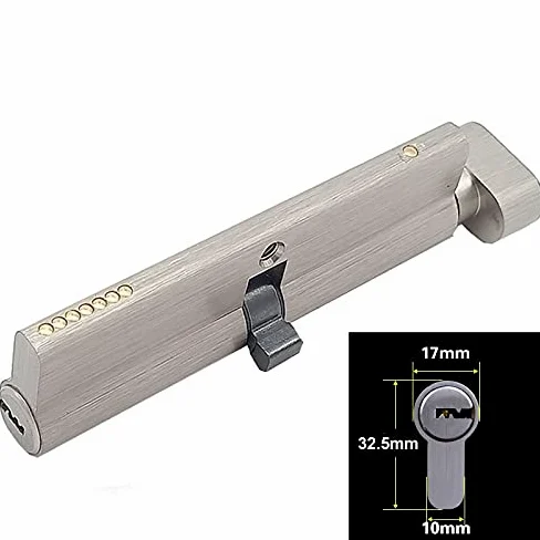 Serratura a pomello con chiave, Serratura A Cilindro Asimmetrico In Ottone Zinco Con Pomello Resistente Al Bump-Pick-Drill 5 Chiavi(40x30t)