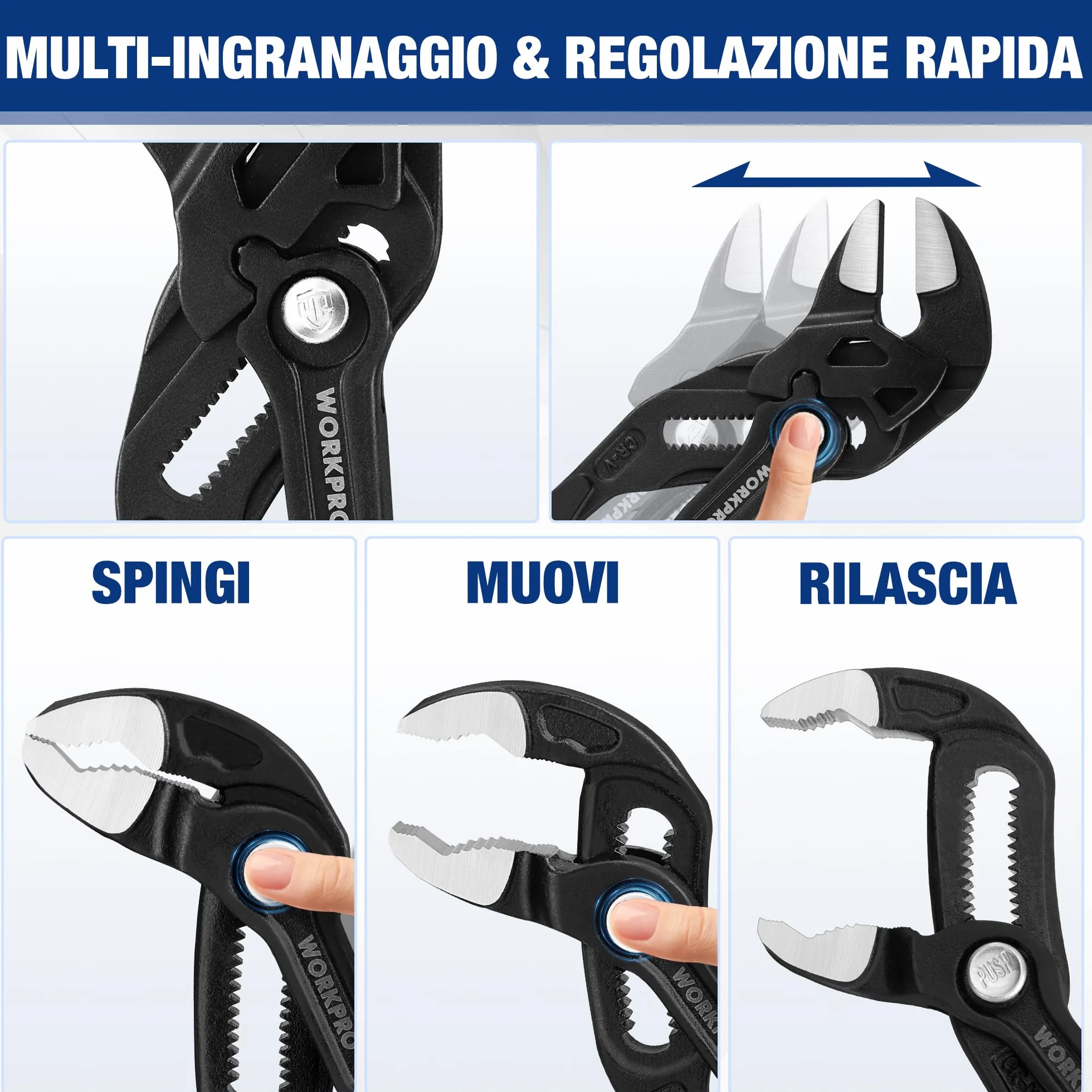 WOKRPRO Set di 2 Pinze Idraulico da 180 mm, Pinza a Pappagallo, Acciaio CrV, Apertura 40/42 mm