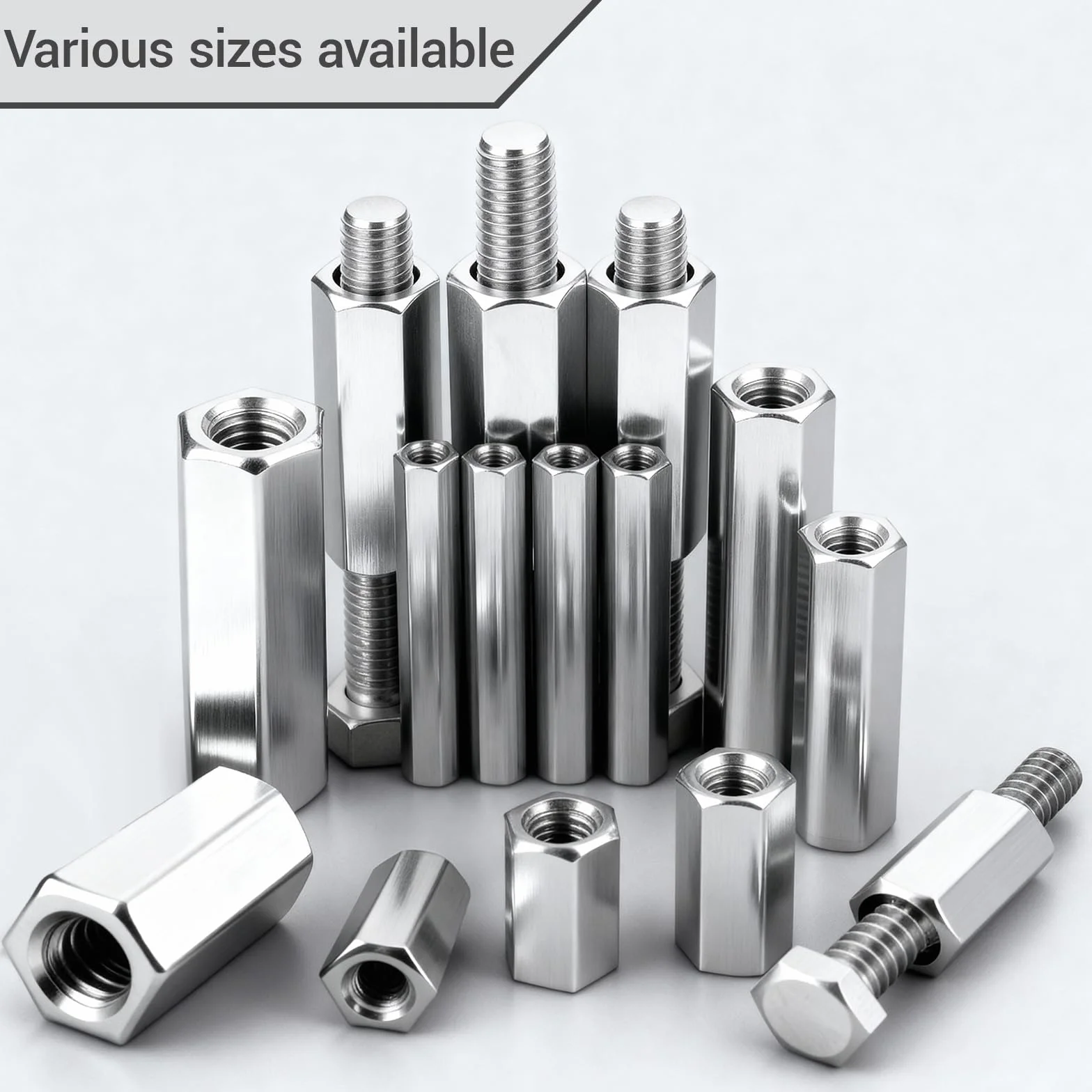 Dado lungo M8 x 50 mm dadi filettati zincati esagonali manicotti distanziali 10 pezzi