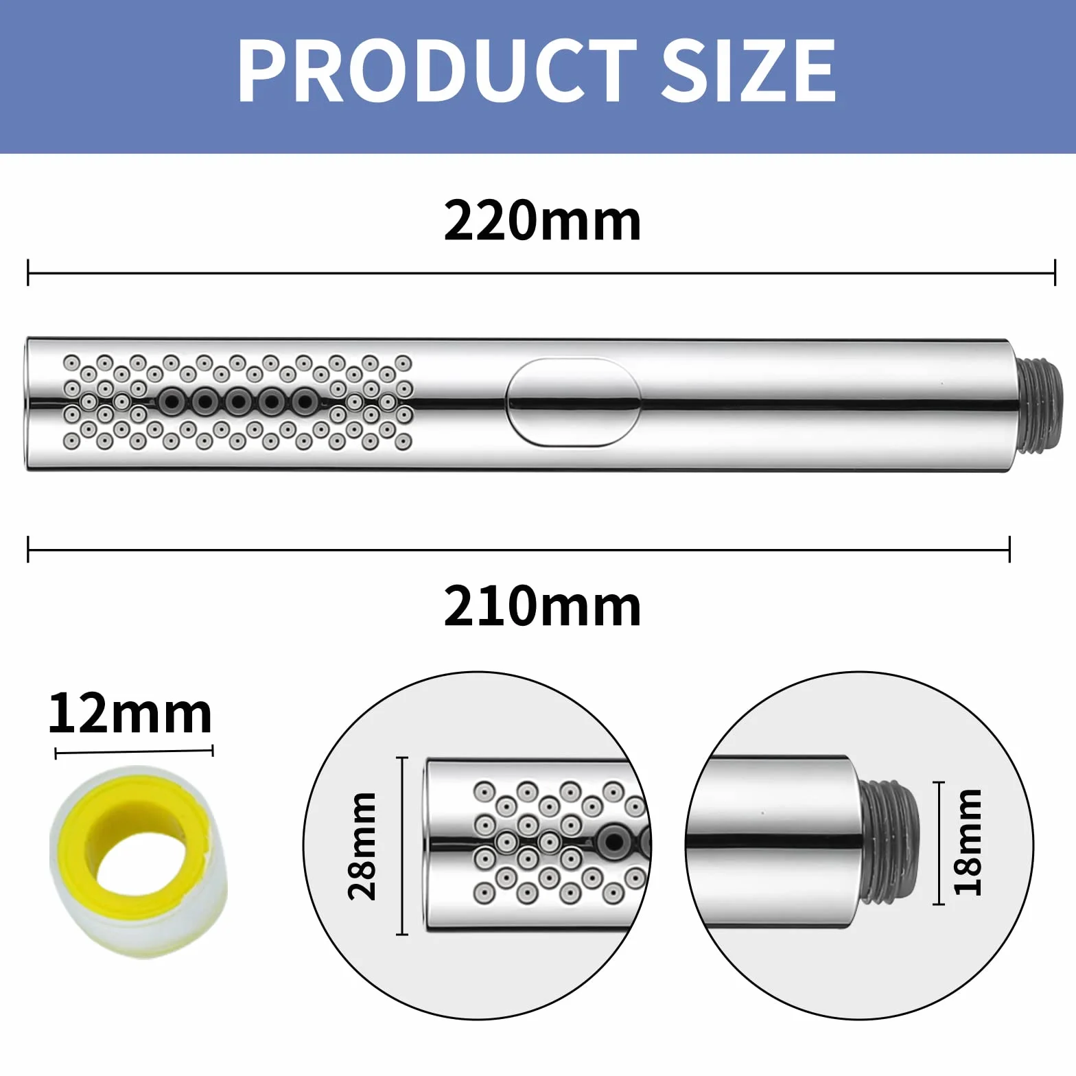 Soffione Doccia, 3 Funzioni Doccia a Mano ad Alta Pressione, ABS Cromato Doccino per Doccia con Ugello in Silicone (Argento)