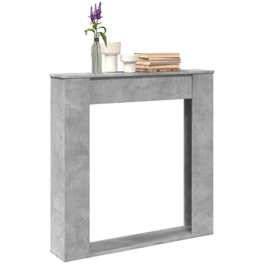 Mangloder - Cornice per camino in legno grigio cemento, 100 x 20 x 100 cm, per fiamme LED, portata 30 kg, cornice per camino facile da pulire, con supporto da parete per soggiorno, riscaldamento e